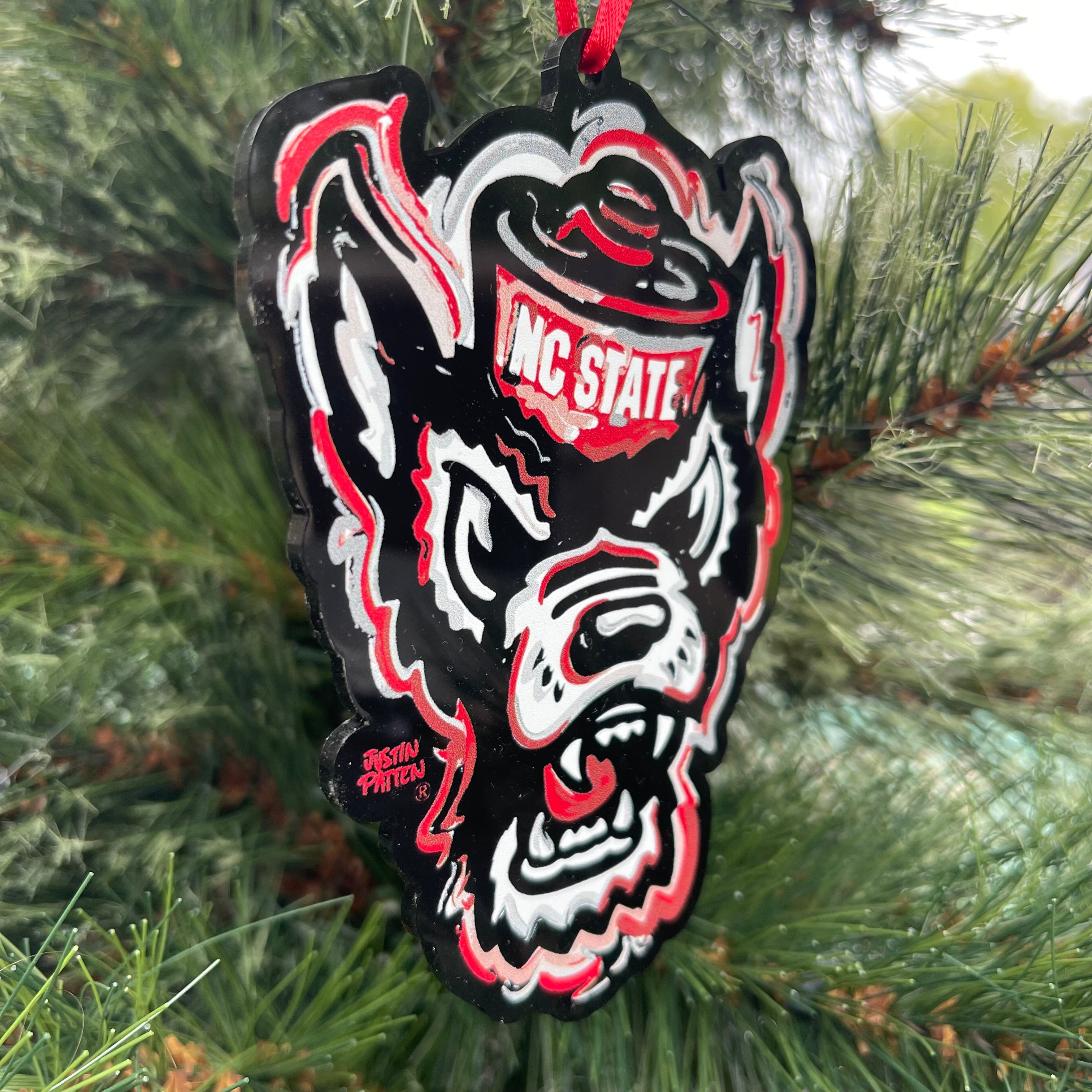 North Carolina State Mascot Ornament by Justin Patten (Black Ornament)