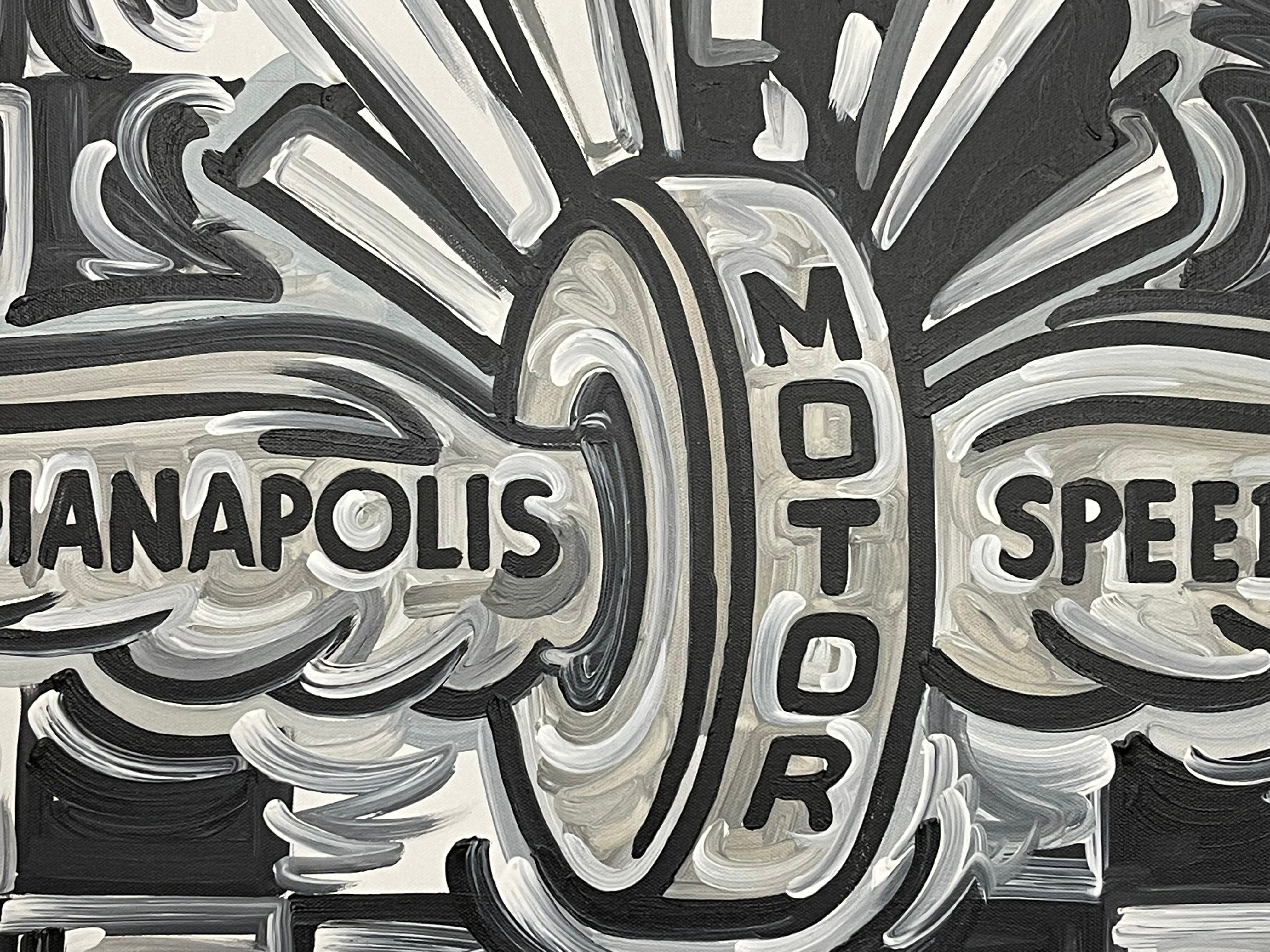 Custom Wing and Wheel B&W Checkered Painting (36" x 24") by Justin Patten