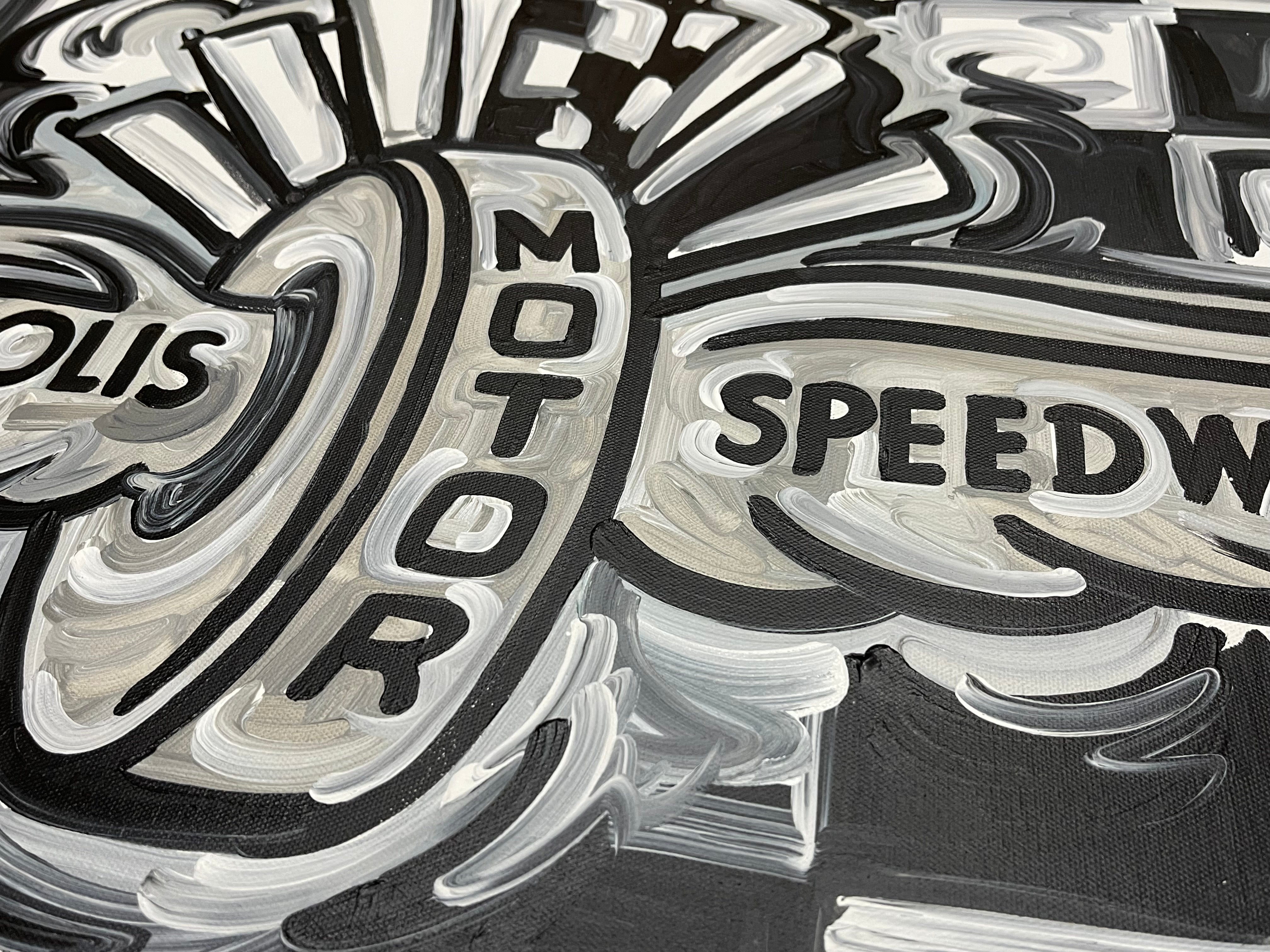 Custom Wing and Wheel B&W Checkered Painting (36" x 24") by Justin Patten