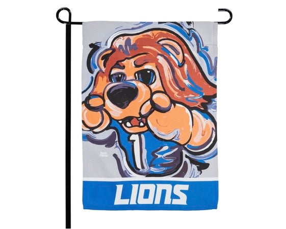 Detroit Lions Mascot Garden Flag 12 x 18 by Justin Patten – Storm Striker  Art by Justin Patten