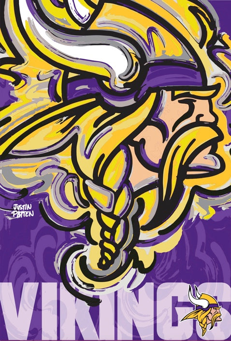 Minnesota Vikings Garden Flag 12" x 18" by Justin Patten