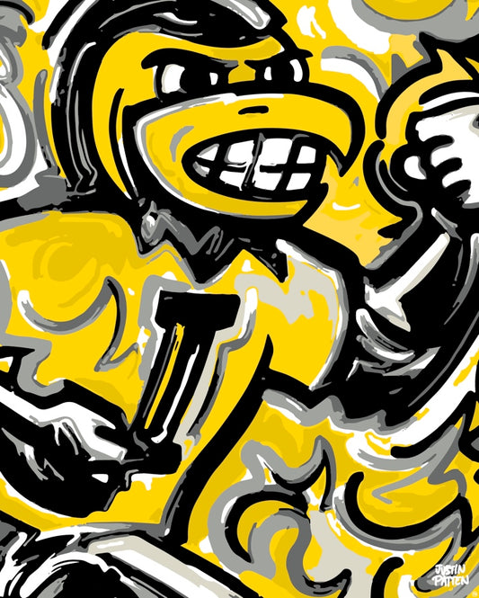University of Iowa, New Herky, 16" x 20" Print on Canvas, by Justin Patten