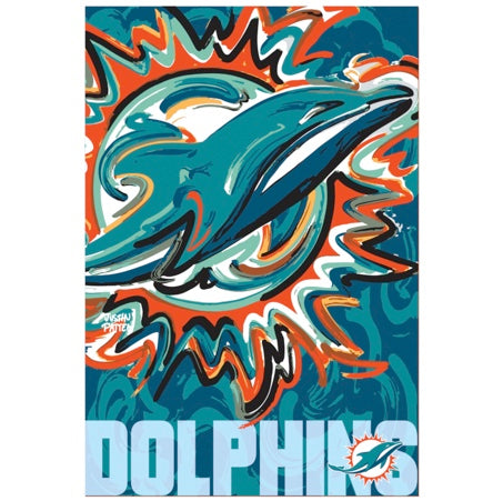 Miami Dolphins Garden Flag 12" x 18" by Justin Patten