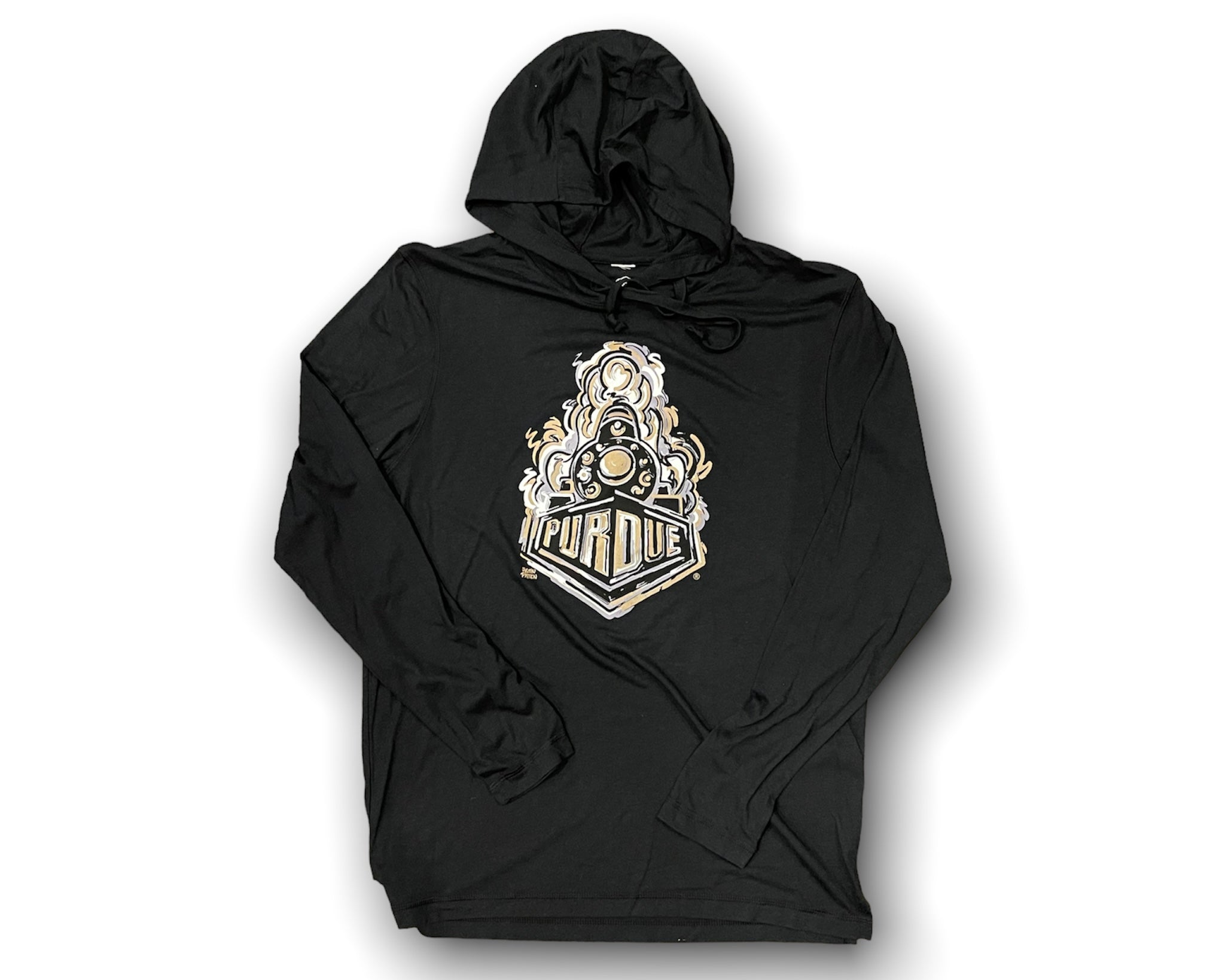 Purdue University Boilermaker Special Unisex Hooded Tee by Justin Patten (Black)