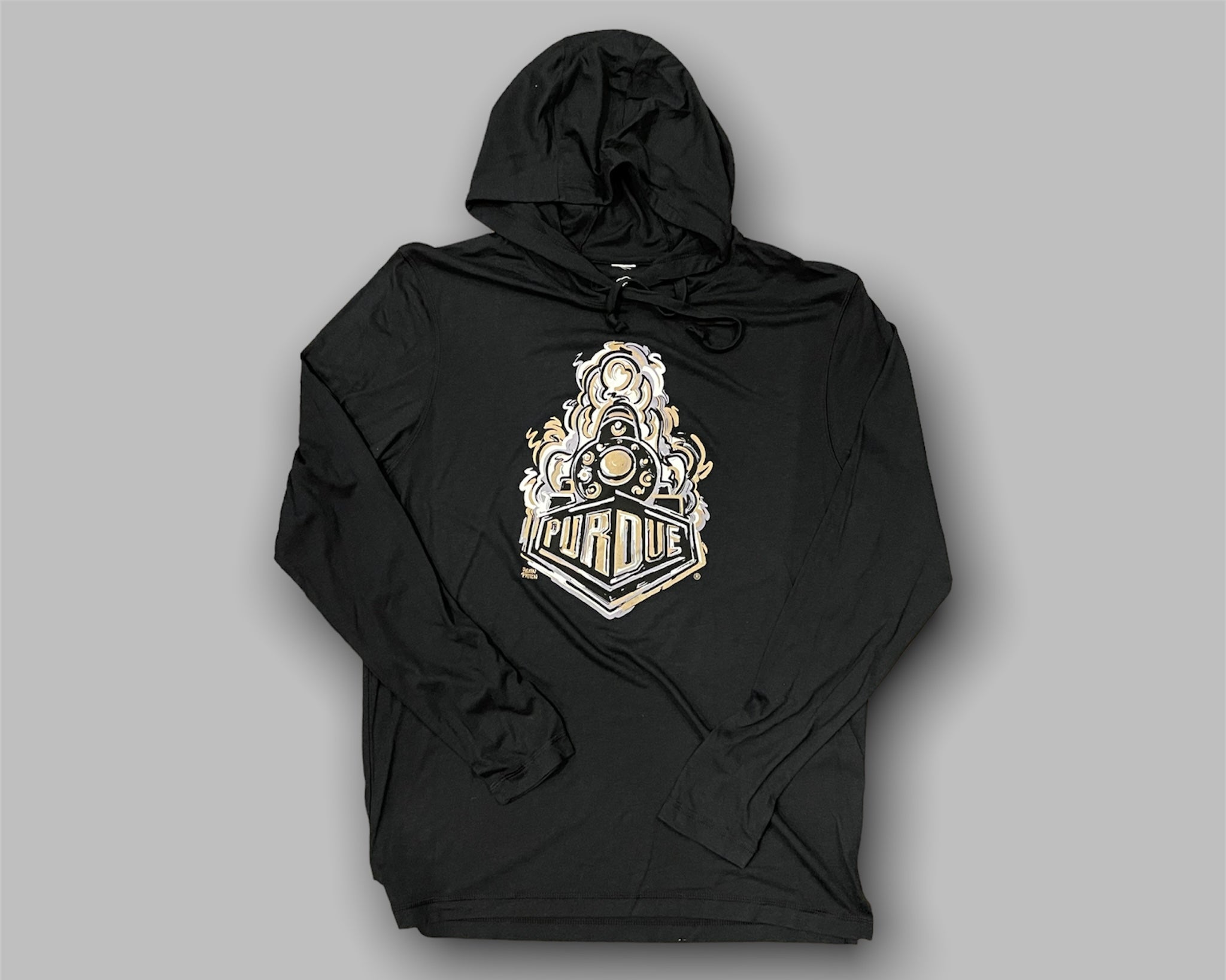 Purdue University Boilermaker Special Unisex Hooded Tee by Justin Patten (Black)