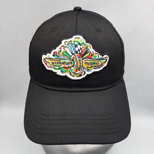 Indianapolis Motor Speedway Wing and Wheel Black Hat by Justin Patten