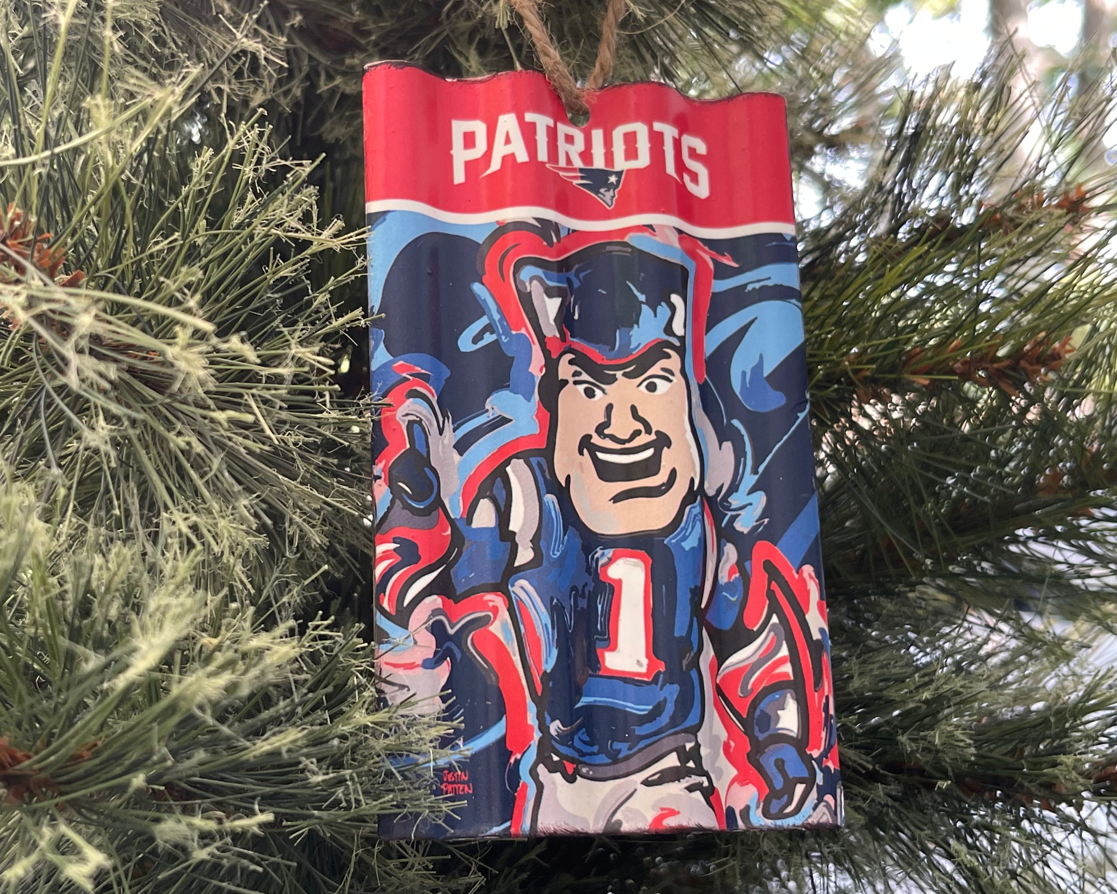 New England Patriots Metal Ornament by Justin Patten