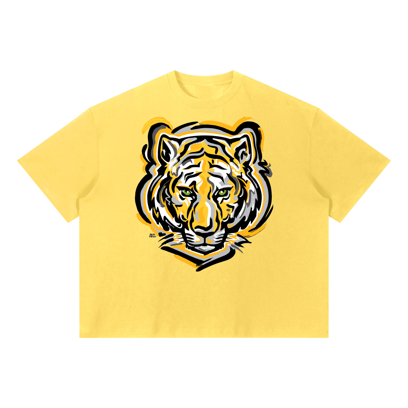 DePauw University Unisex Boxy T-Shirt by Justin Patten (Four Colors)(Tigers, Boxy Tee)