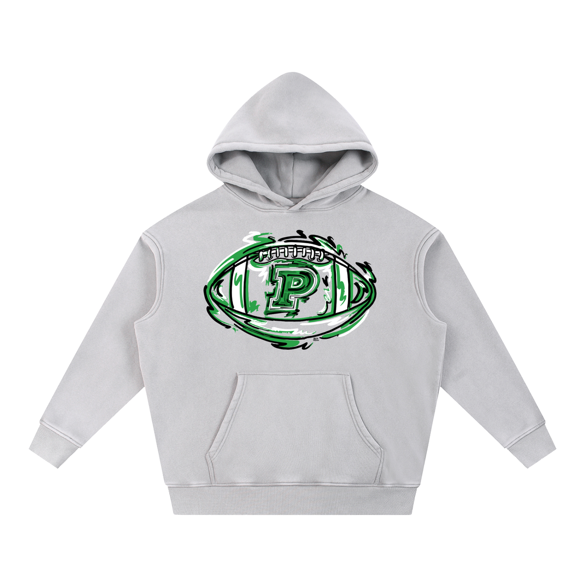 Pierre High School Football P Snow Wash Fleece Oversize Hoodie (Oversized, Order a size down for a more normal fit.)(3 colors)