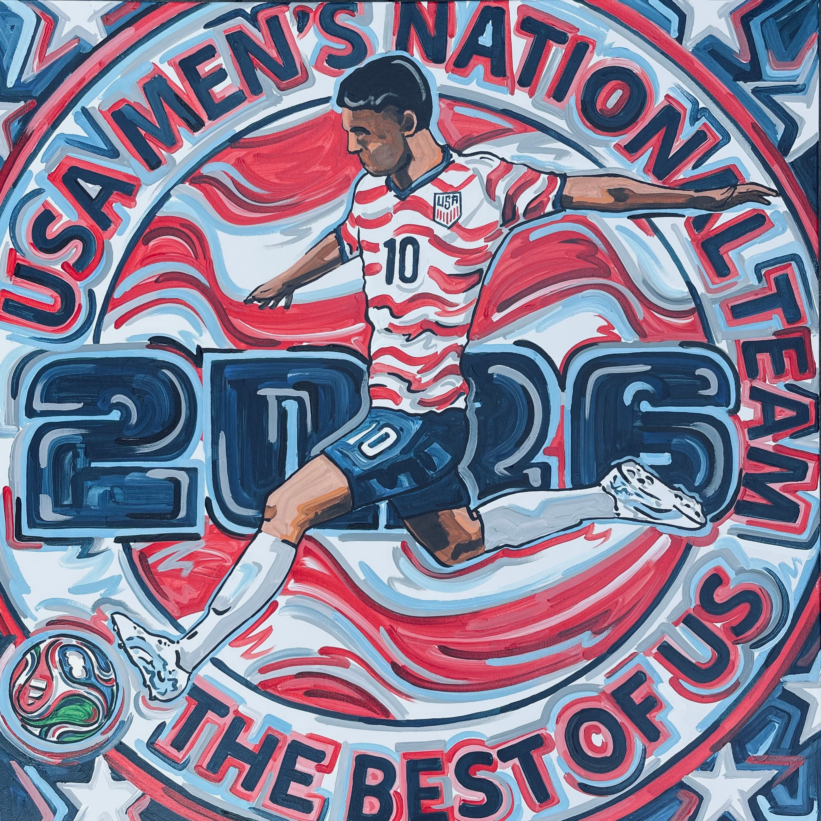 2026 World Cup USMNT Soccer Painting (30”x 30") by Justin Patten (Original Painting)(USA, FIFA, Finished Painting)