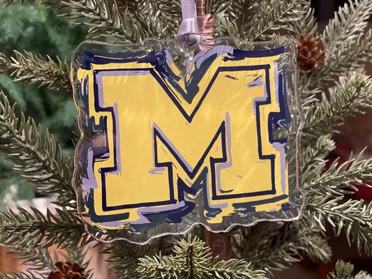 University of Michigan Acrylic Ornament by Justin Patten