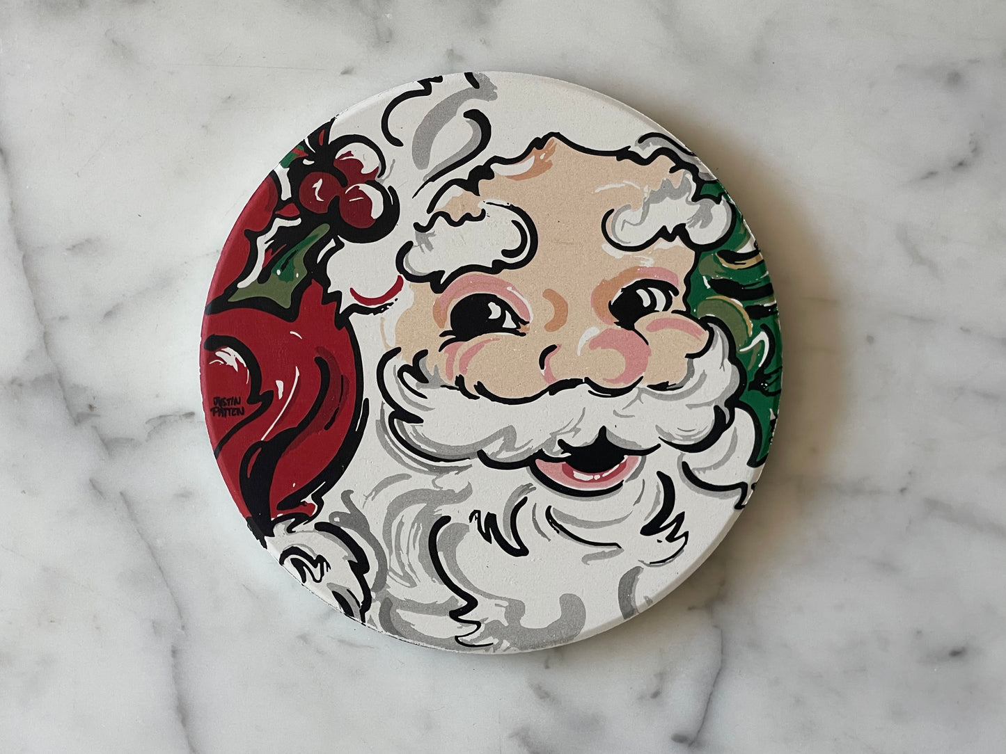 Santa Clause Stone Coaster by Justin Patten