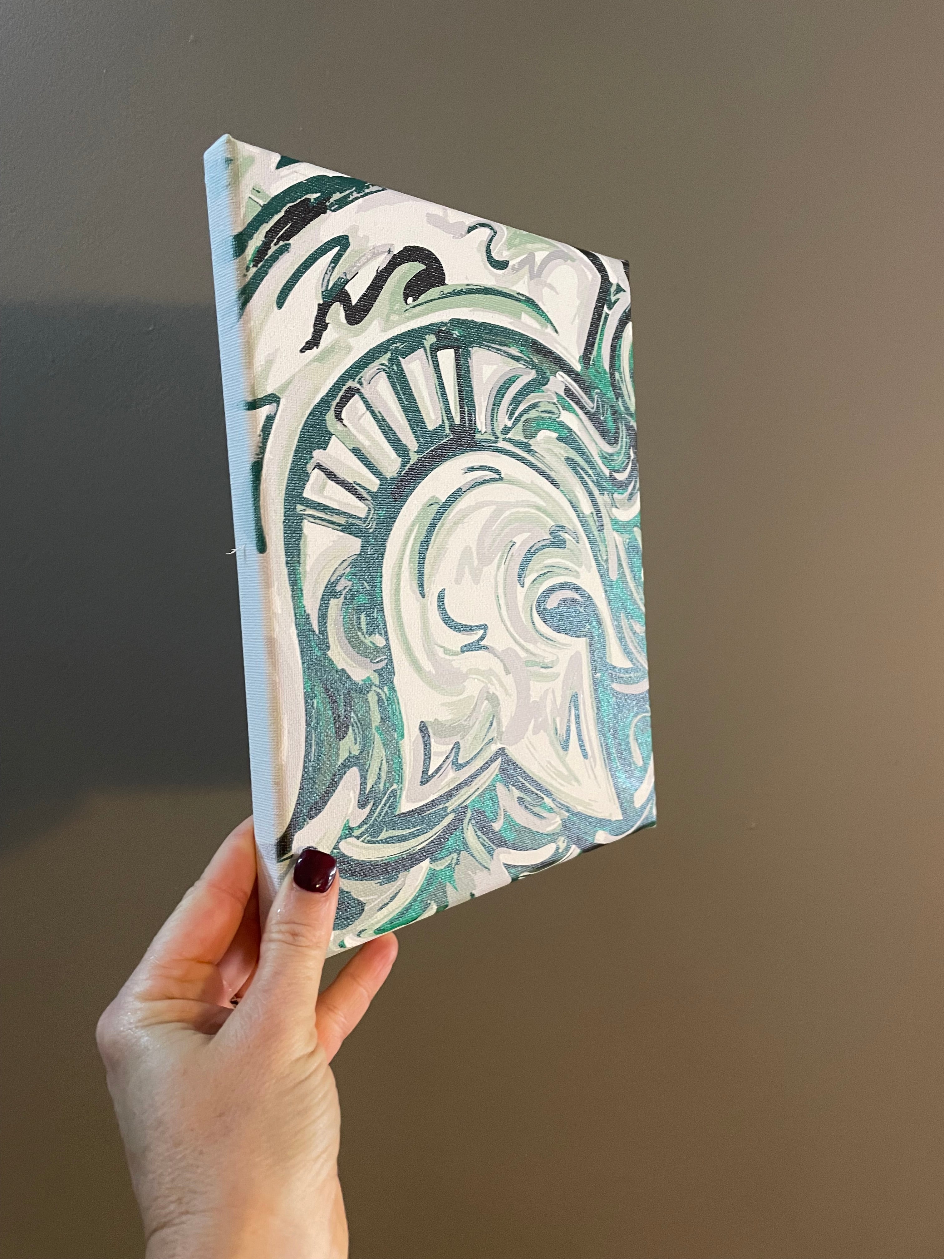 Michigan State University 8" x 10" Spartan Helmet Wrapped Canvas Print by Justin Patten