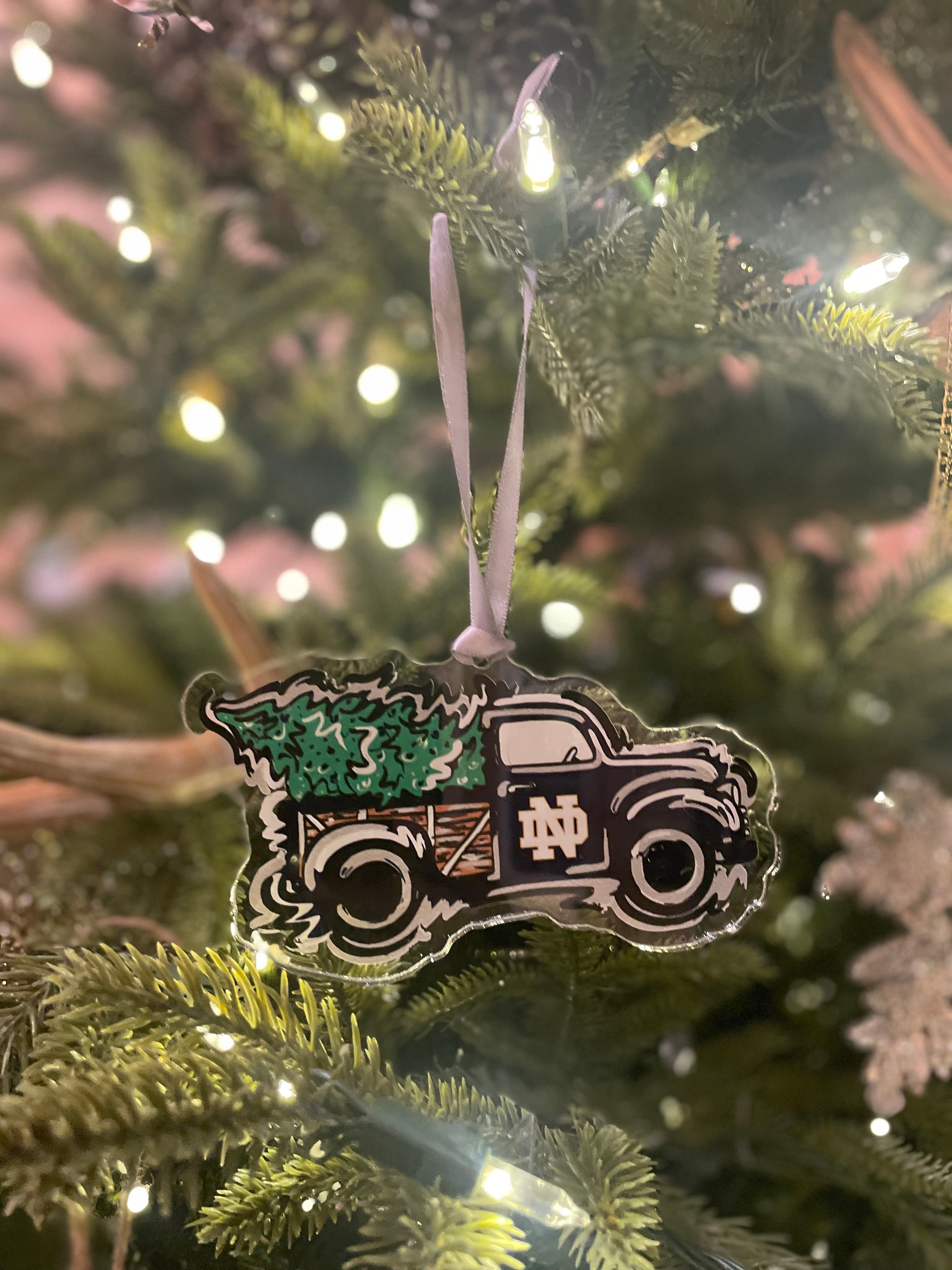 University of Notre Dame Christmas Truck Ornament by Justin Patten (Licensed Product)