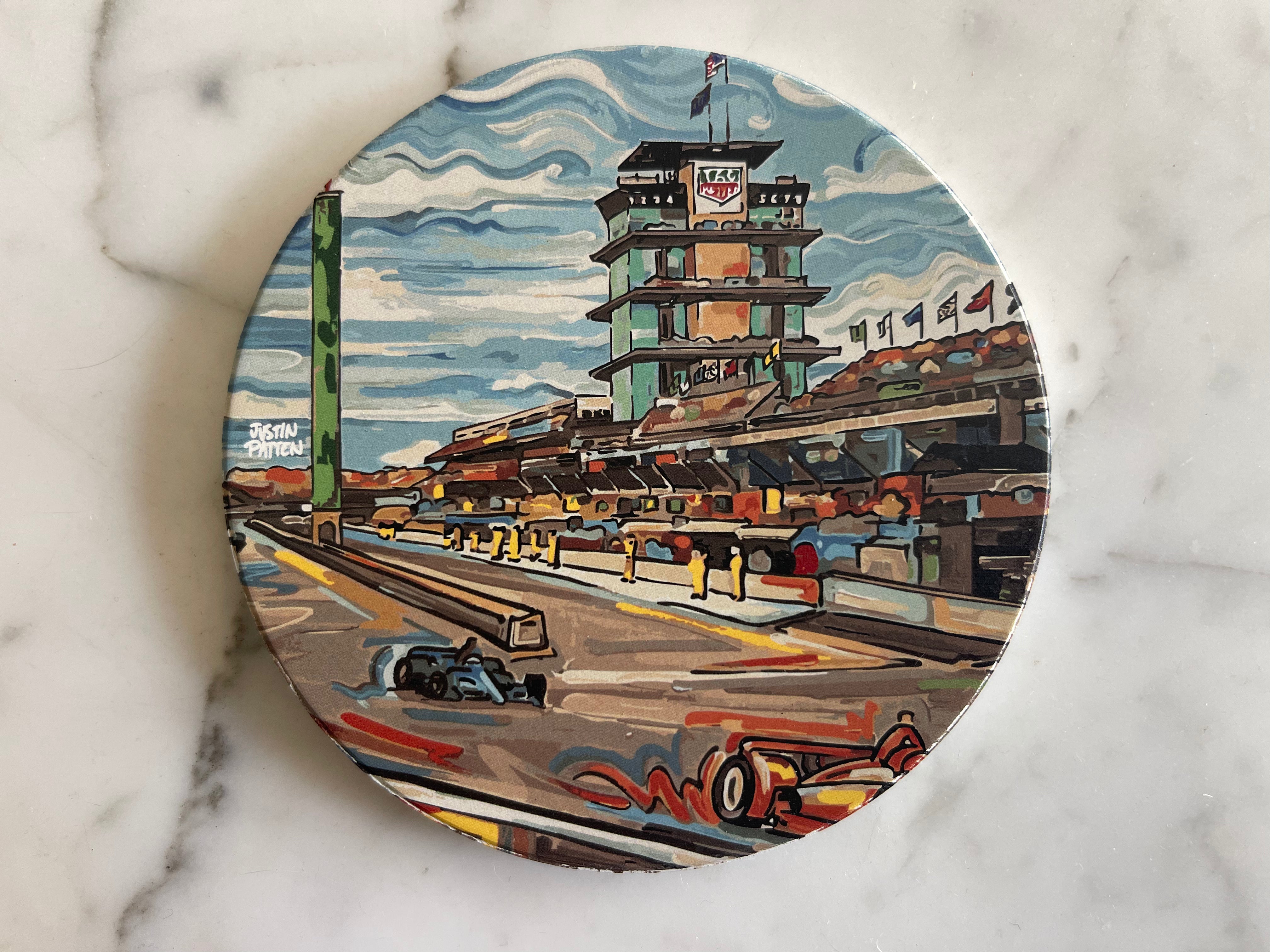 Indianapolis Motor Speedway Straightaway Stone Coaster by Justin Patten (INDY 500)