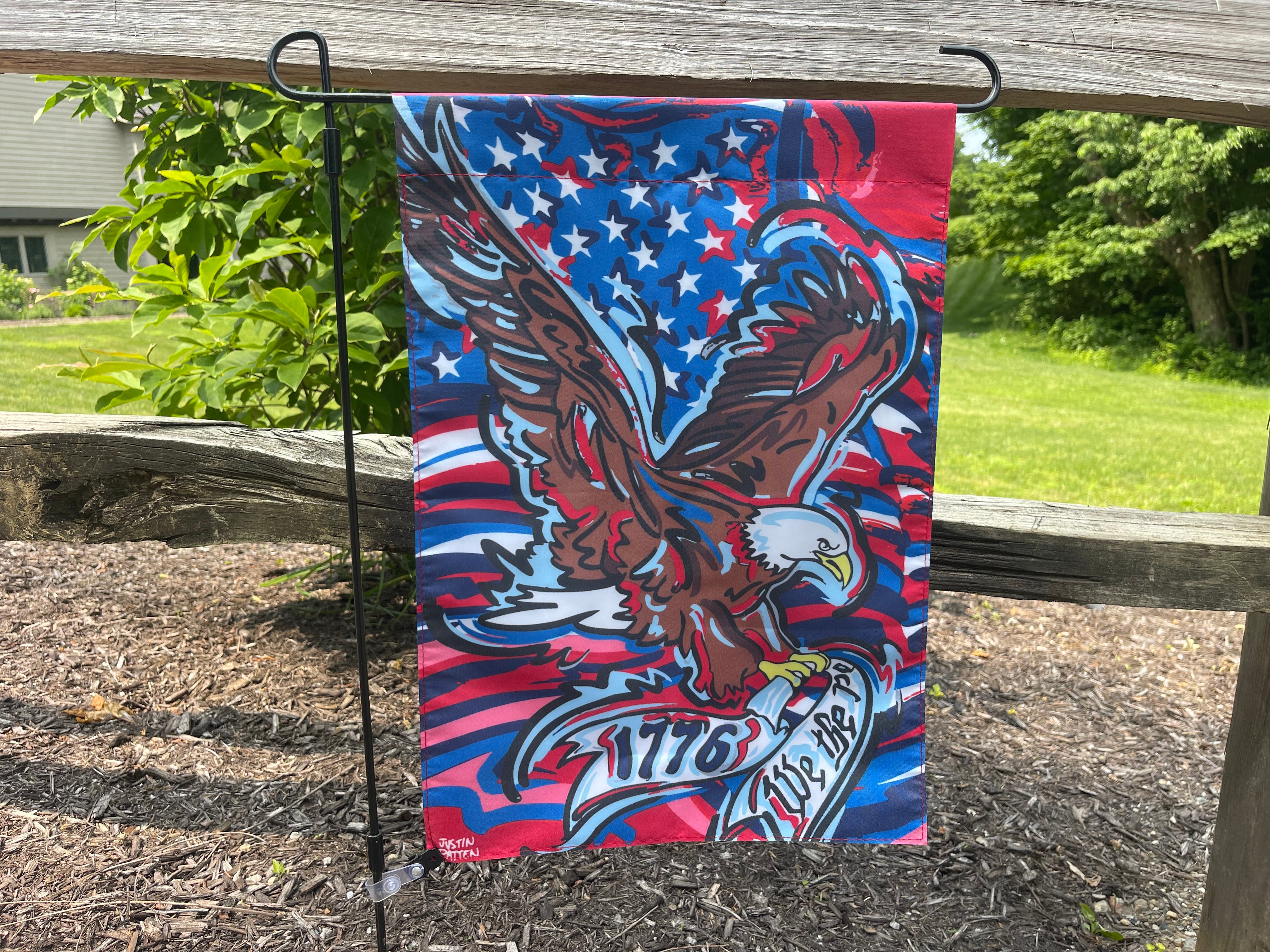 Fourth of July USA 1776 Bald Eagle Garden Flag (12”x18” in.) by Justin Patten (We The People)