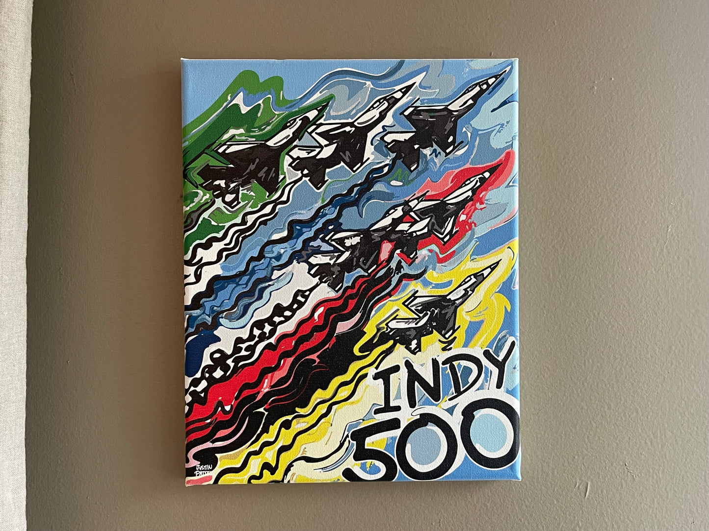 Indianapolis Motor Speedway 8"x10" Flyover Wrapped Canvas Print by Justin Patten
