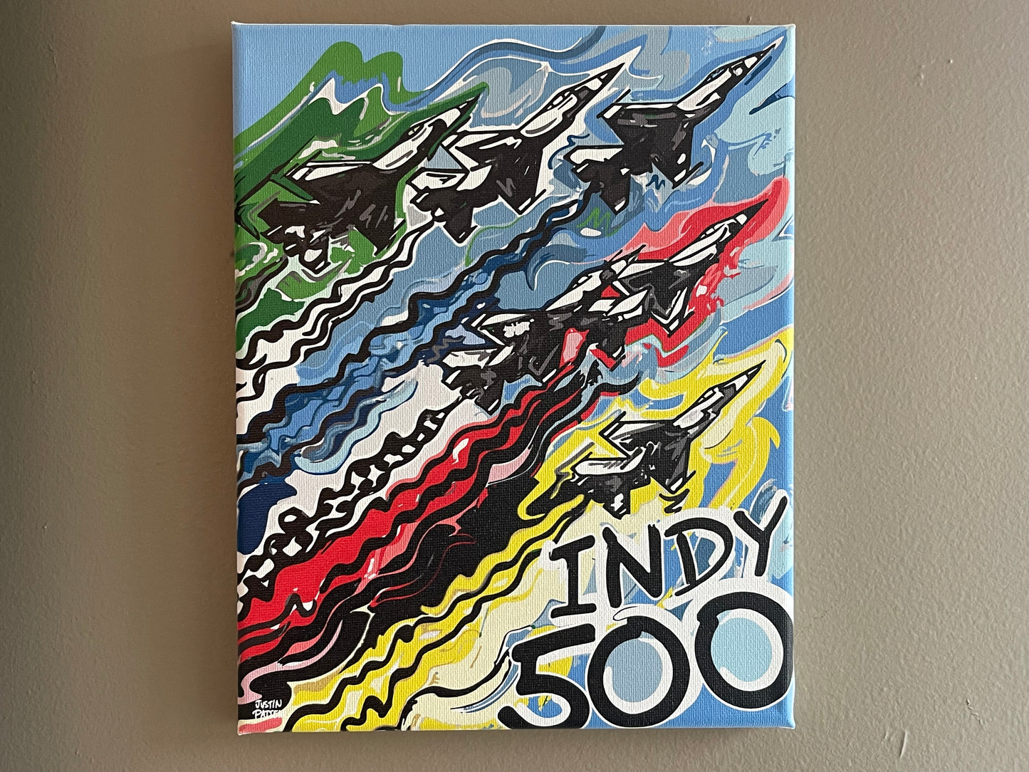 Indianapolis Motor Speedway 8"x10" Flyover Wrapped Canvas Print by Justin Patten
