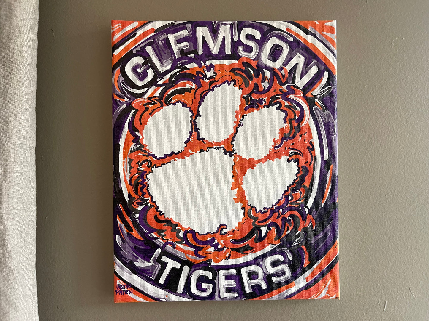 Clemson University 16" x 20" Paw Print Wrapped Canvas Print by Justin Patten
