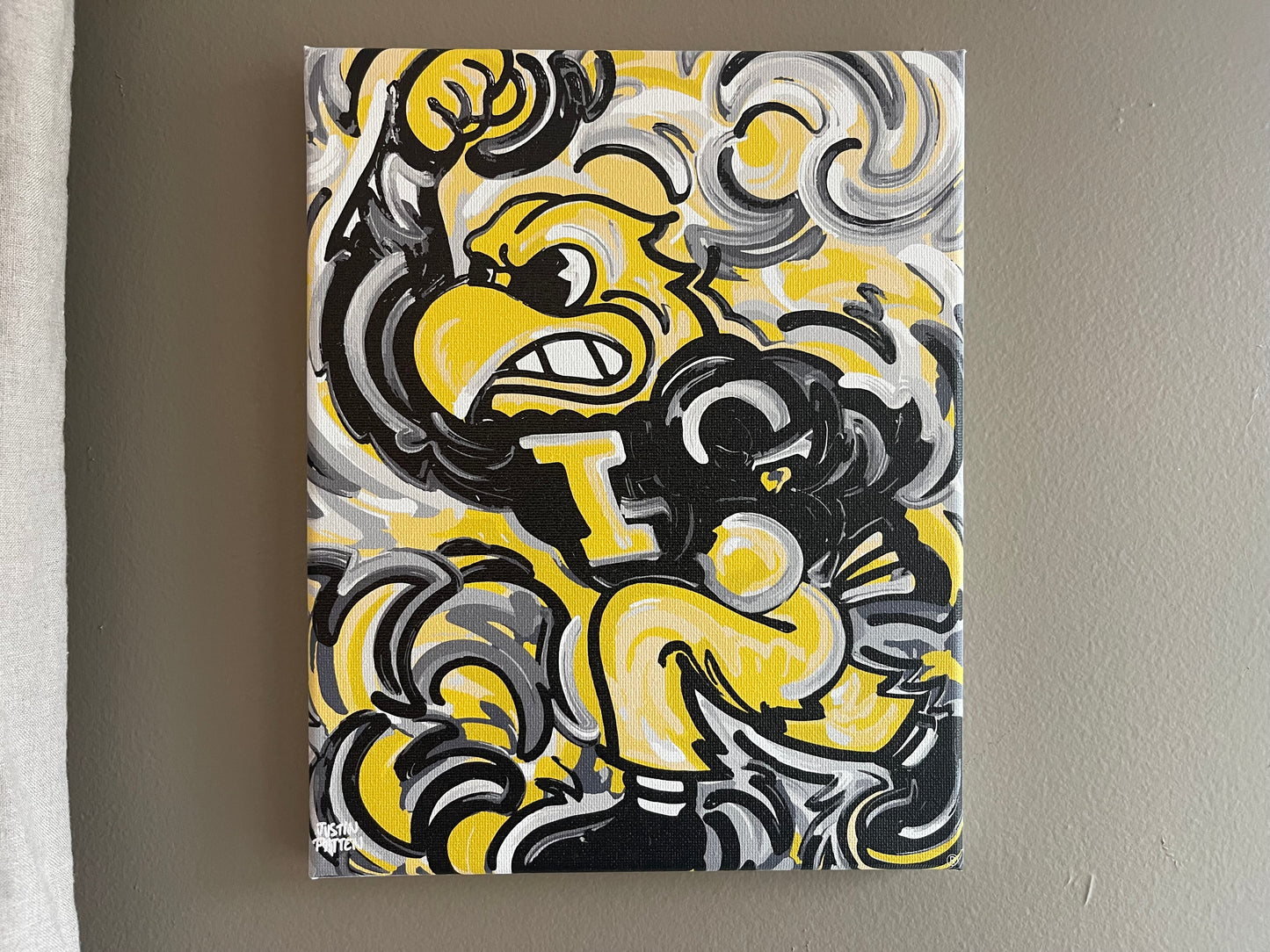 University of Iowa, Herky the Hawk, 8" x 10" Wrapped Canvas Print by Justin Patten