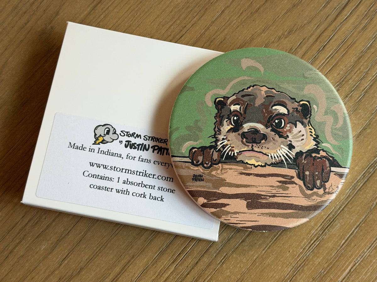 Otter Round Stone Coaster by Justin Patten