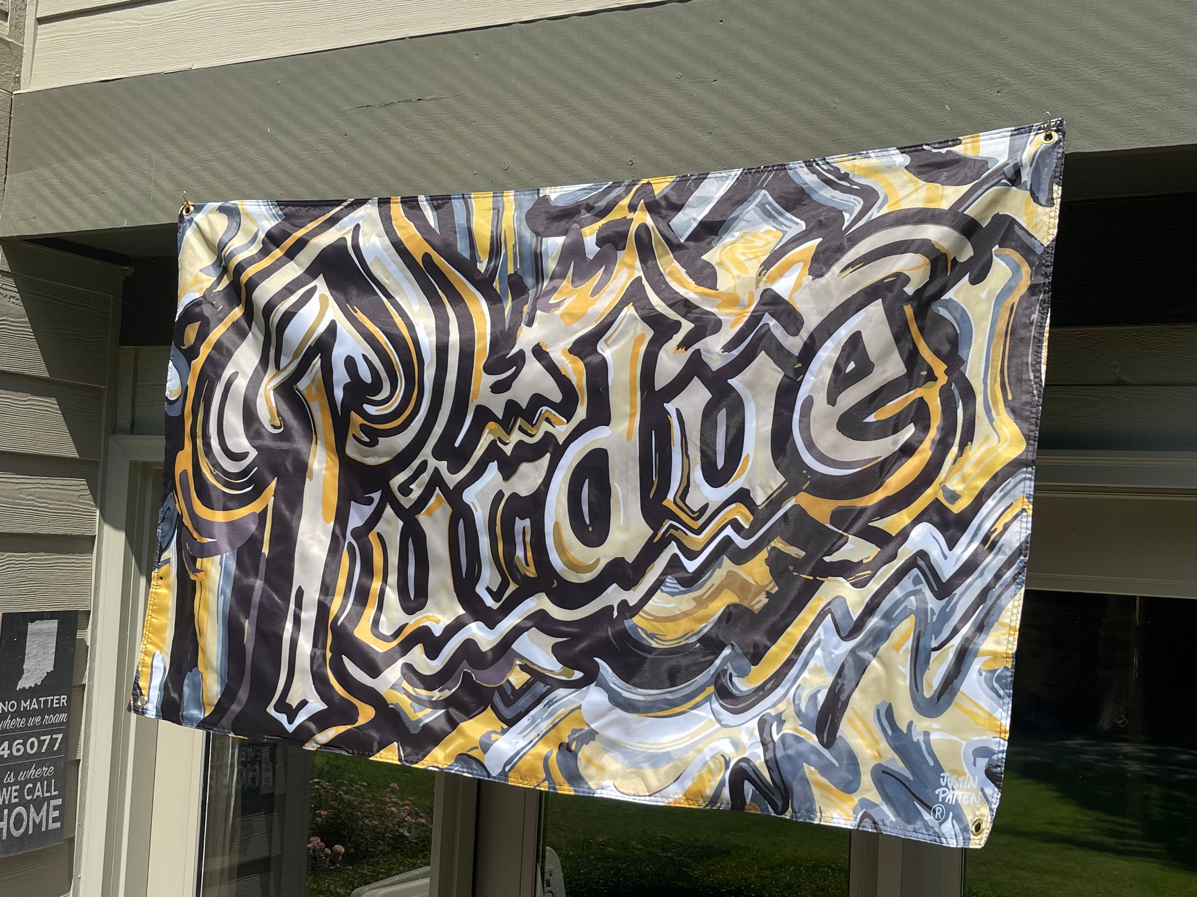 Purdue University Purdue Drum Banner Flag 5' x 3" by Justin Patten (4 grommets)