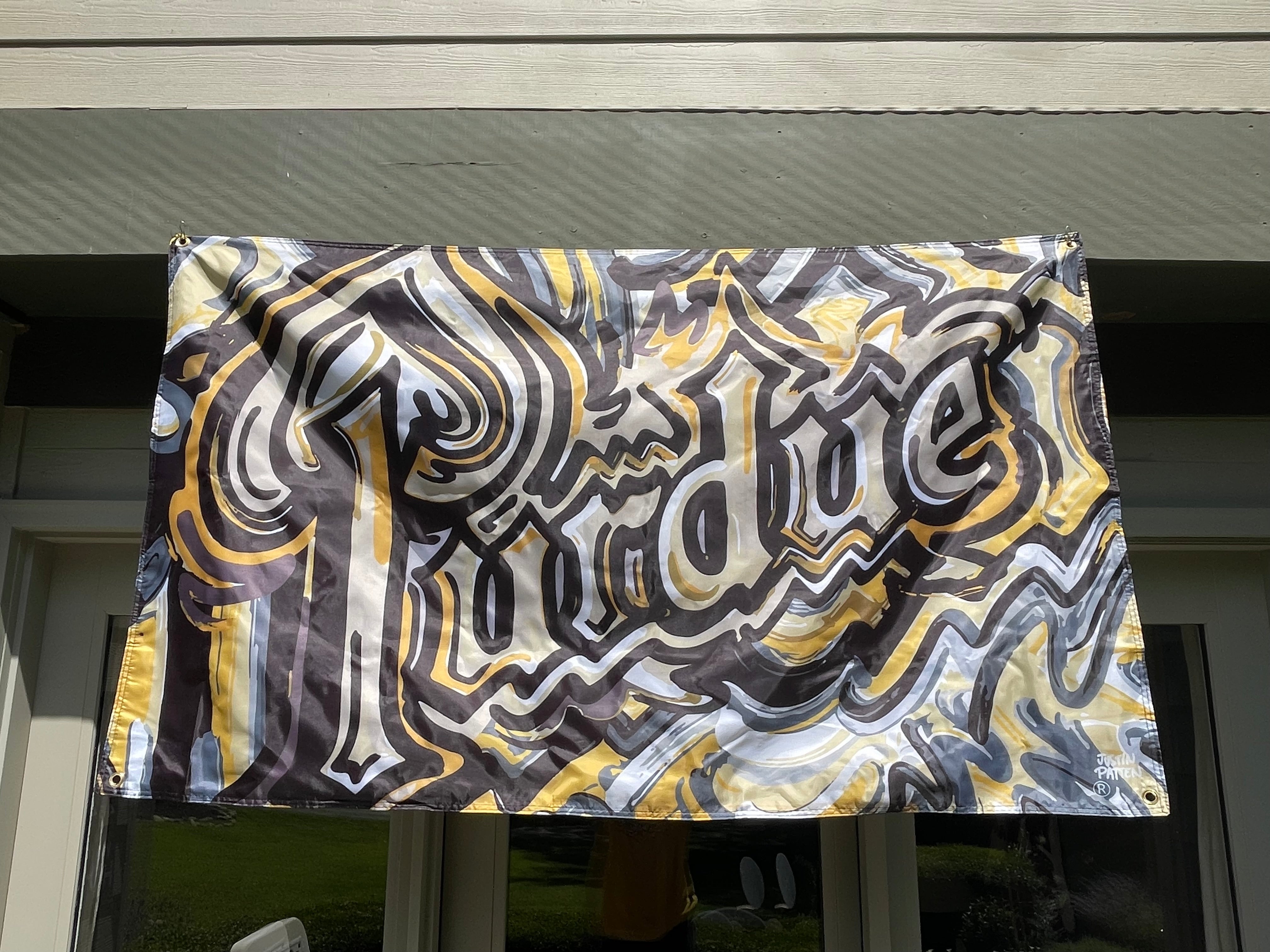 Purdue University Purdue Drum Banner Flag 5' x 3" by Justin Patten (4 grommets)