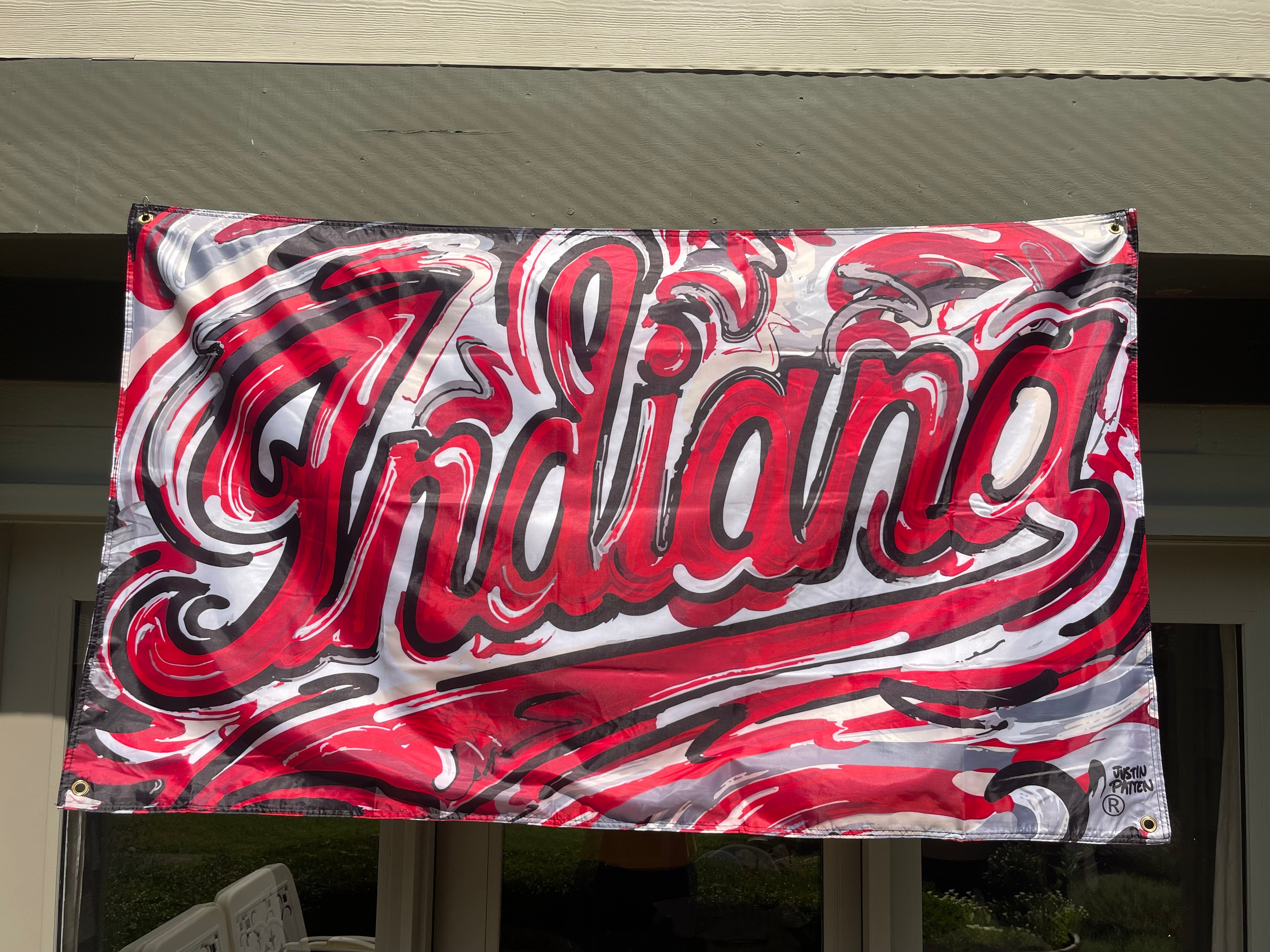 Indiana University IU Banner Flag 5' x 3' by Justin Patten (4 grommets)