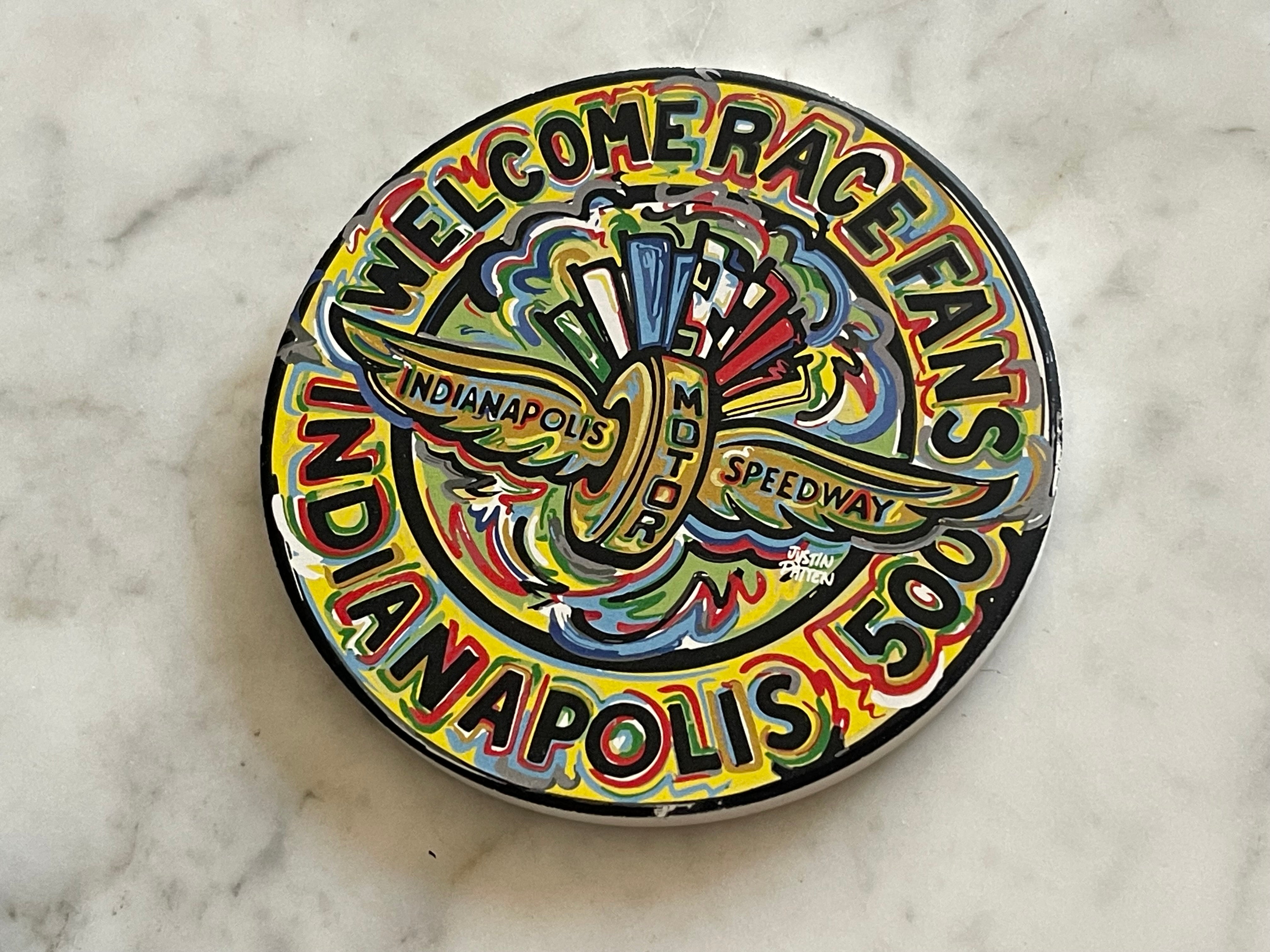 Indianapolis Motor Speedway Welcome Race Fans Stone Coaster by Justin Patten
