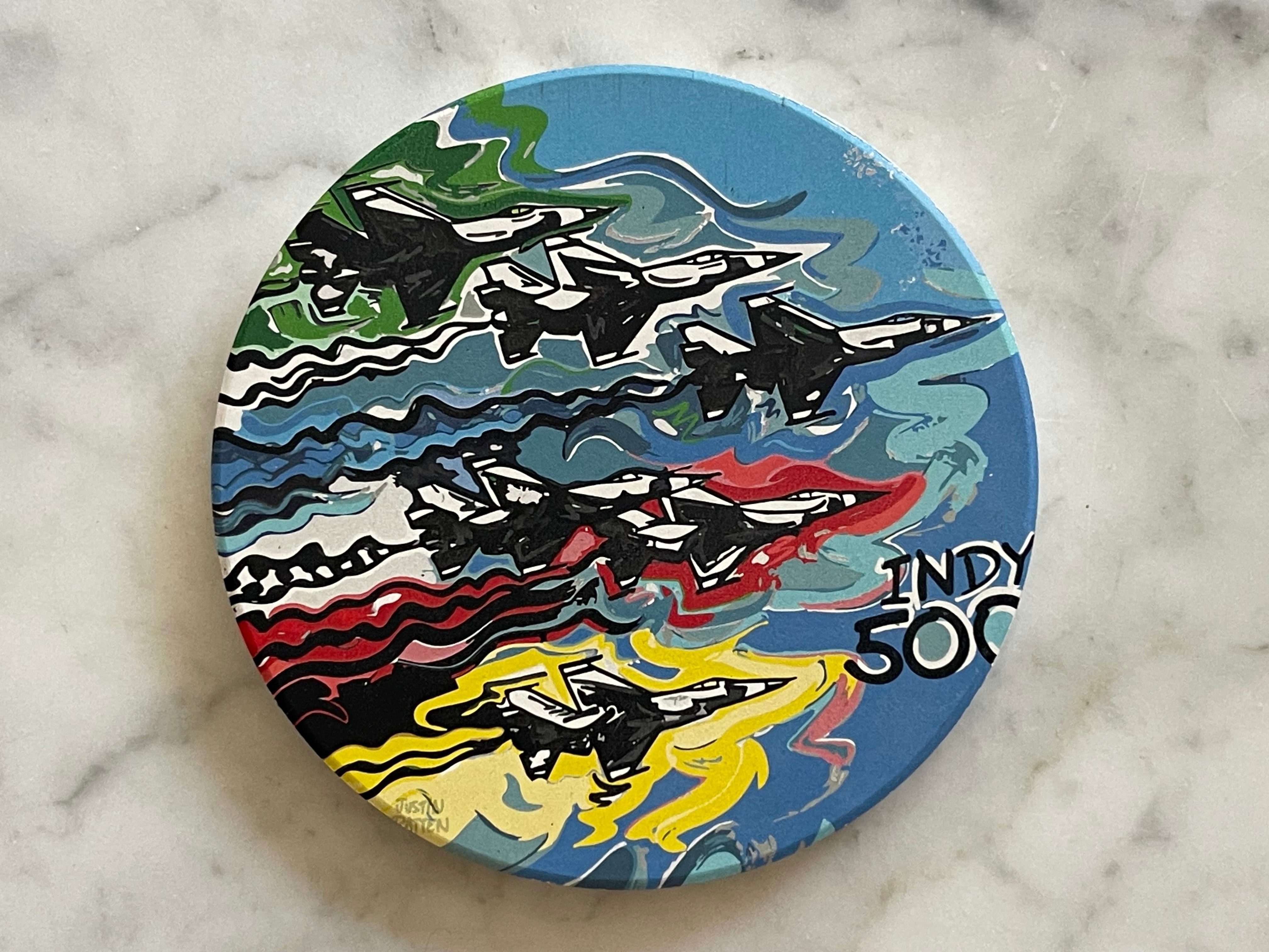 Indianapolis Motor Speedway Flyover Stone Coaster by Justin Patten