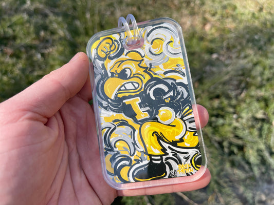 University of Iowa Herky Bag Tag  by Justin Patten