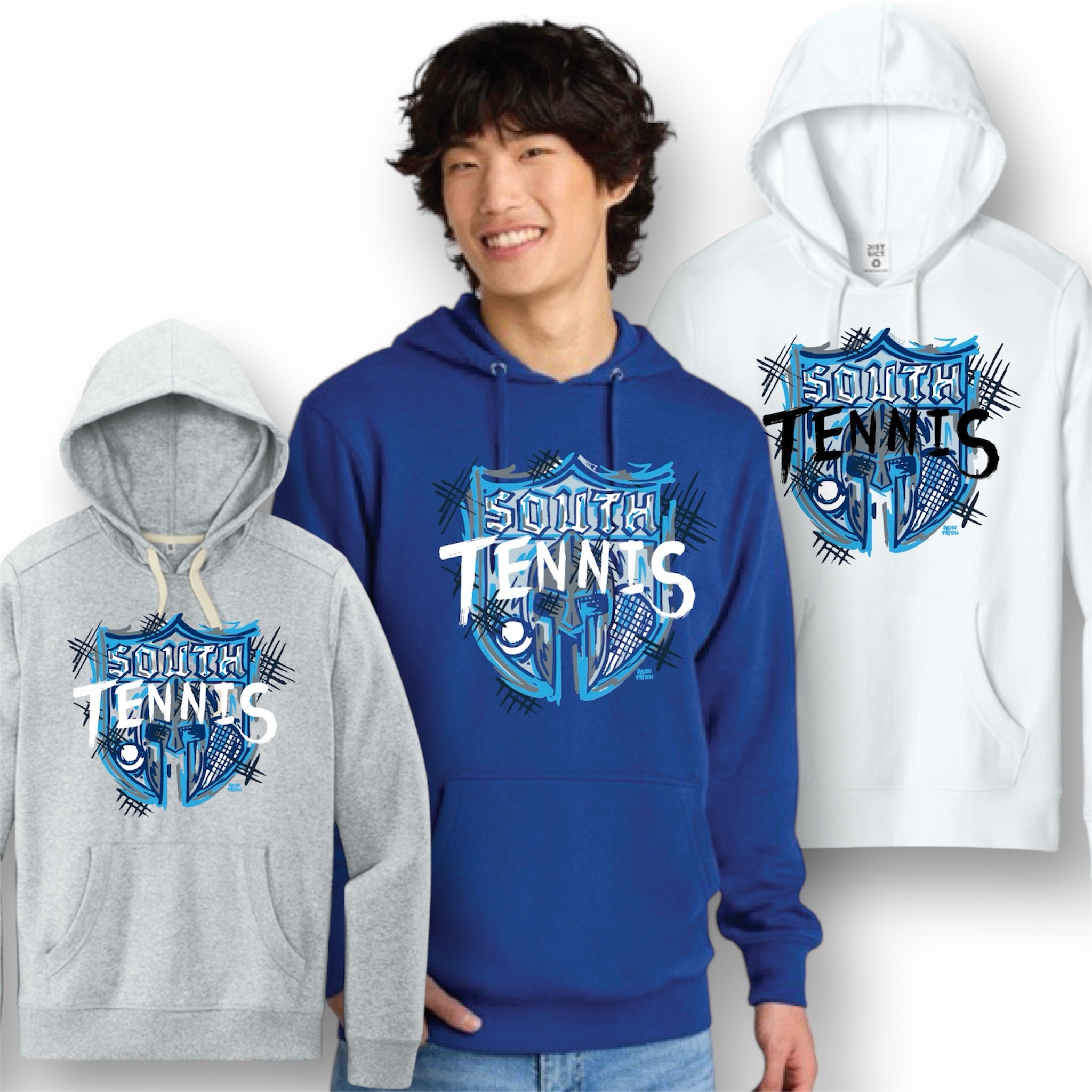 South Tennis Adult Unisex Unisex Fleece Hoodie by Justin Patten (3 Colors)