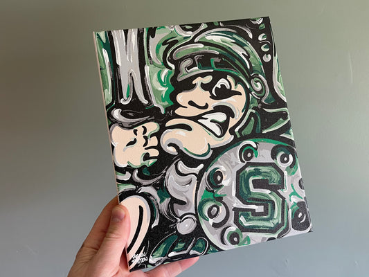 Michigan State University 8" x 10" Vintage Sparty Wrapped Canvas Print by Justin Patten