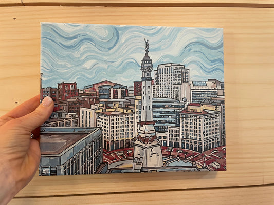 Indianapolis "The Circle" Skyline  10"x8" Wrapped Canvas Print by Justin Patten