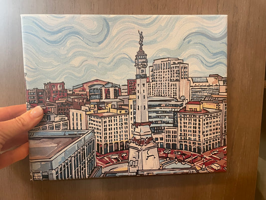 Indianapolis "The Circle" Skyline  10"x8" Wrapped Canvas Print by Justin Patten