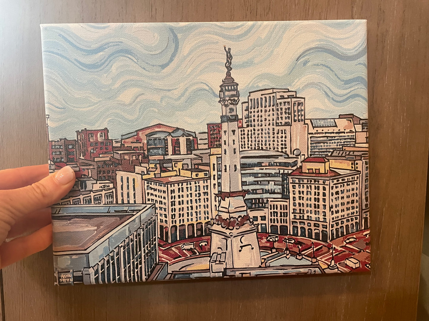 Indianapolis "The Circle" Skyline  10"x8" Wrapped Canvas Print by Justin Patten