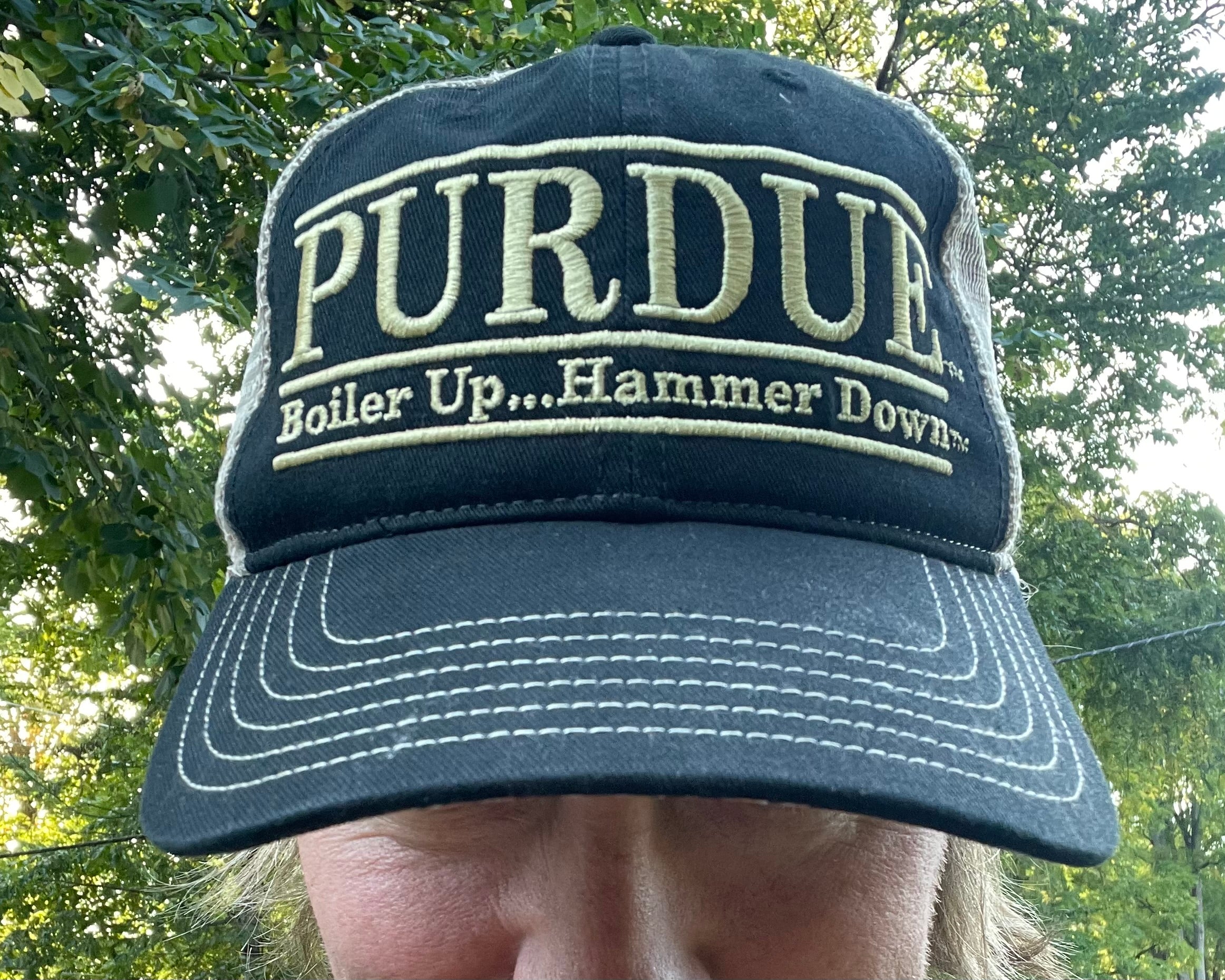 Purdue University Trucker Hat with Art Under Bill by Justin Patten (Black) (Boiler Up... Hammer Down)
