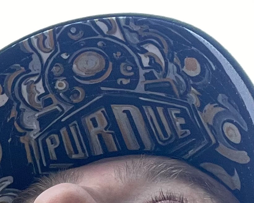 Purdue University Trucker Hat with Art Under Bill by Justin Patten (Black) (Boiler Up... Hammer Down)