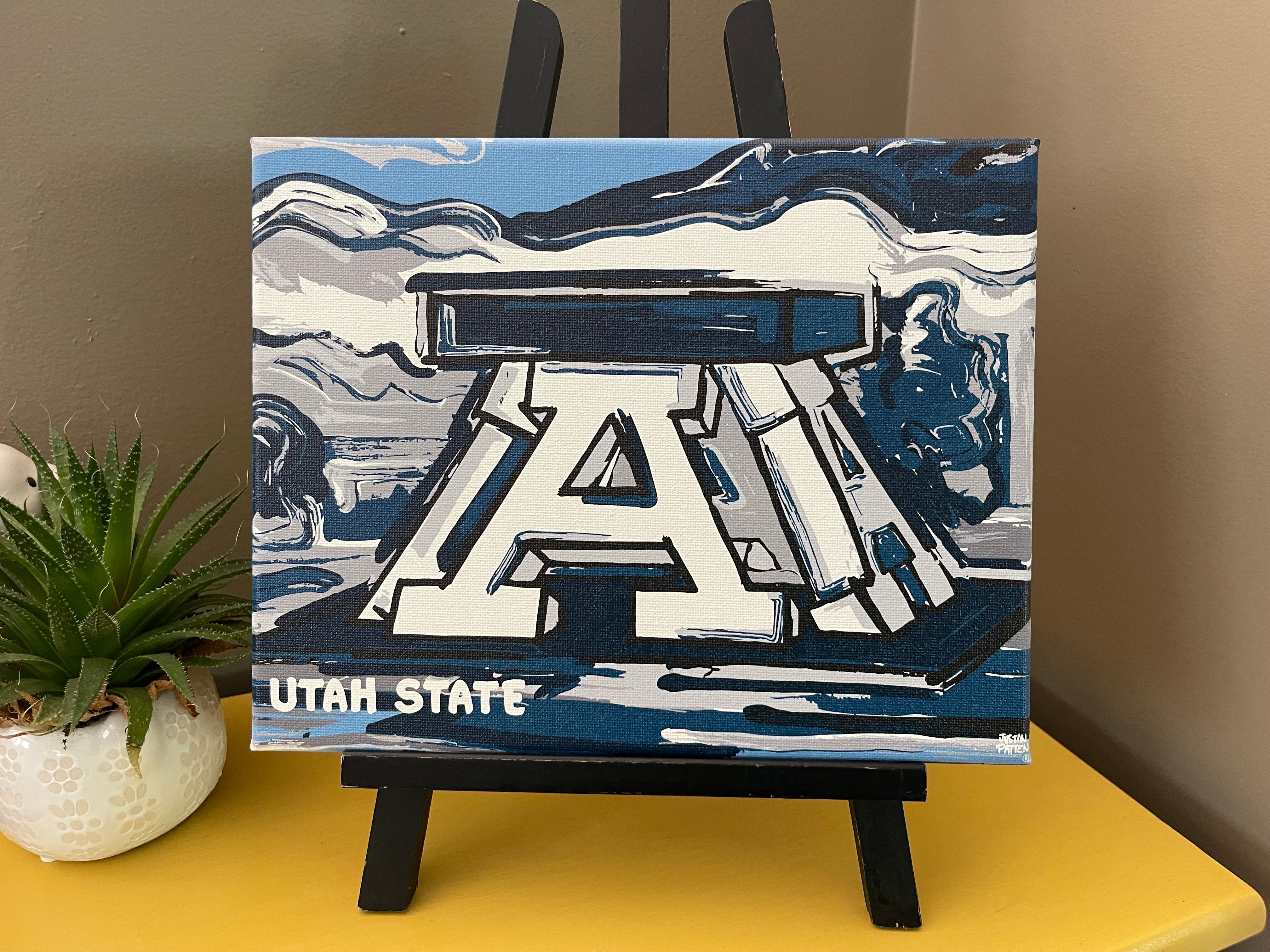 Utah State University 10" x 8" Block A Wrapped Canvas Print by Justin Patten (Aggies, Big Blue, Logan, Show Me, Old Main)