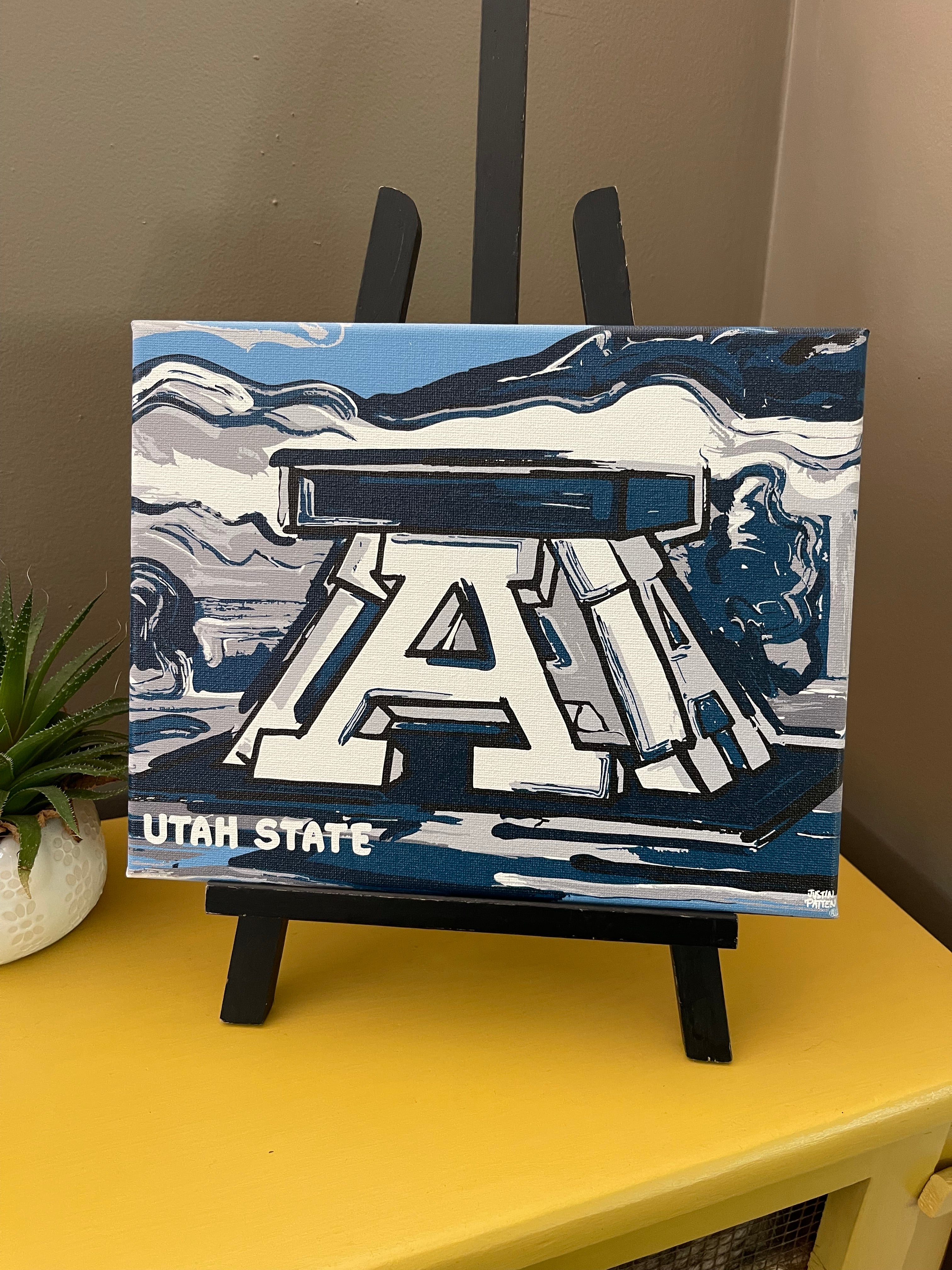 Utah State University 10" x 8" Block A Wrapped Canvas Print by Justin Patten (Aggies, Big Blue, Logan, Show Me, Old Main)