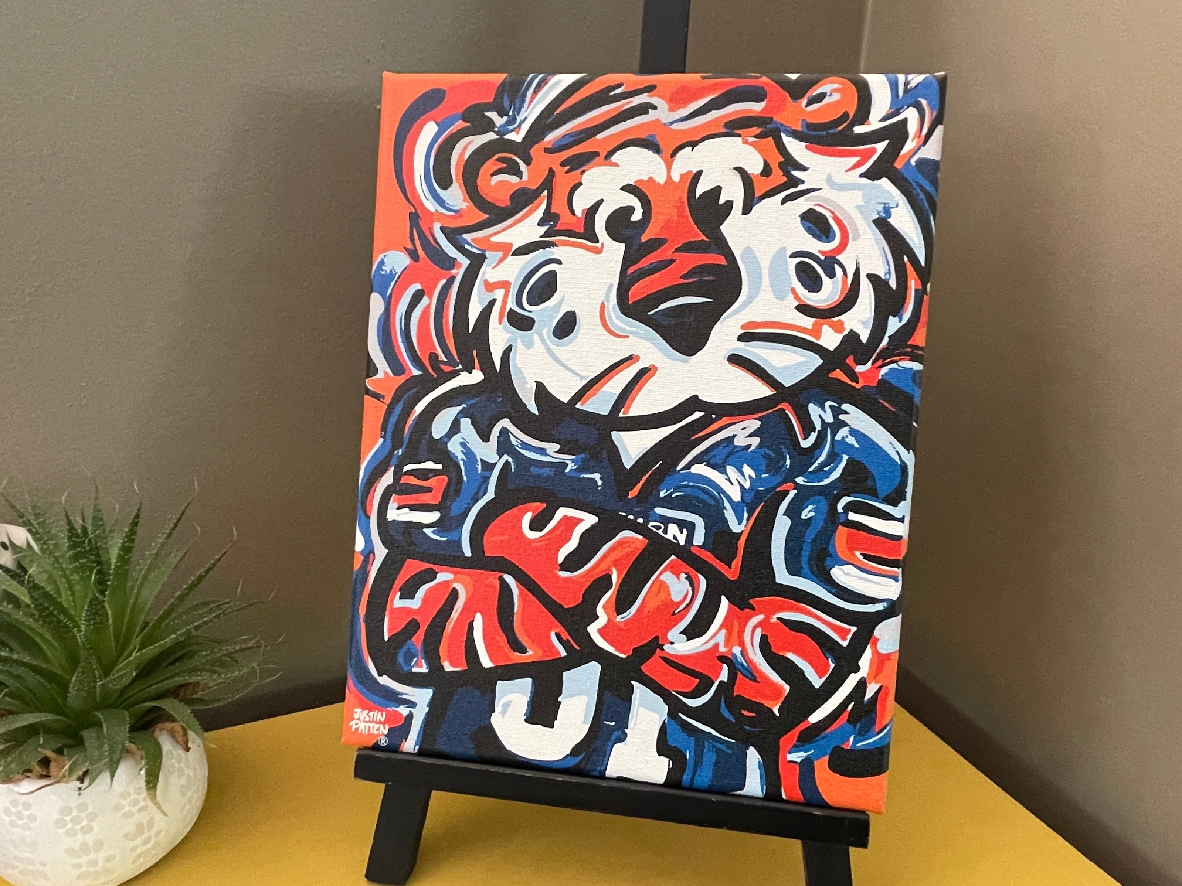 Auburn University 8"x 10" Football Aubie Canvas Print by Justin Patten