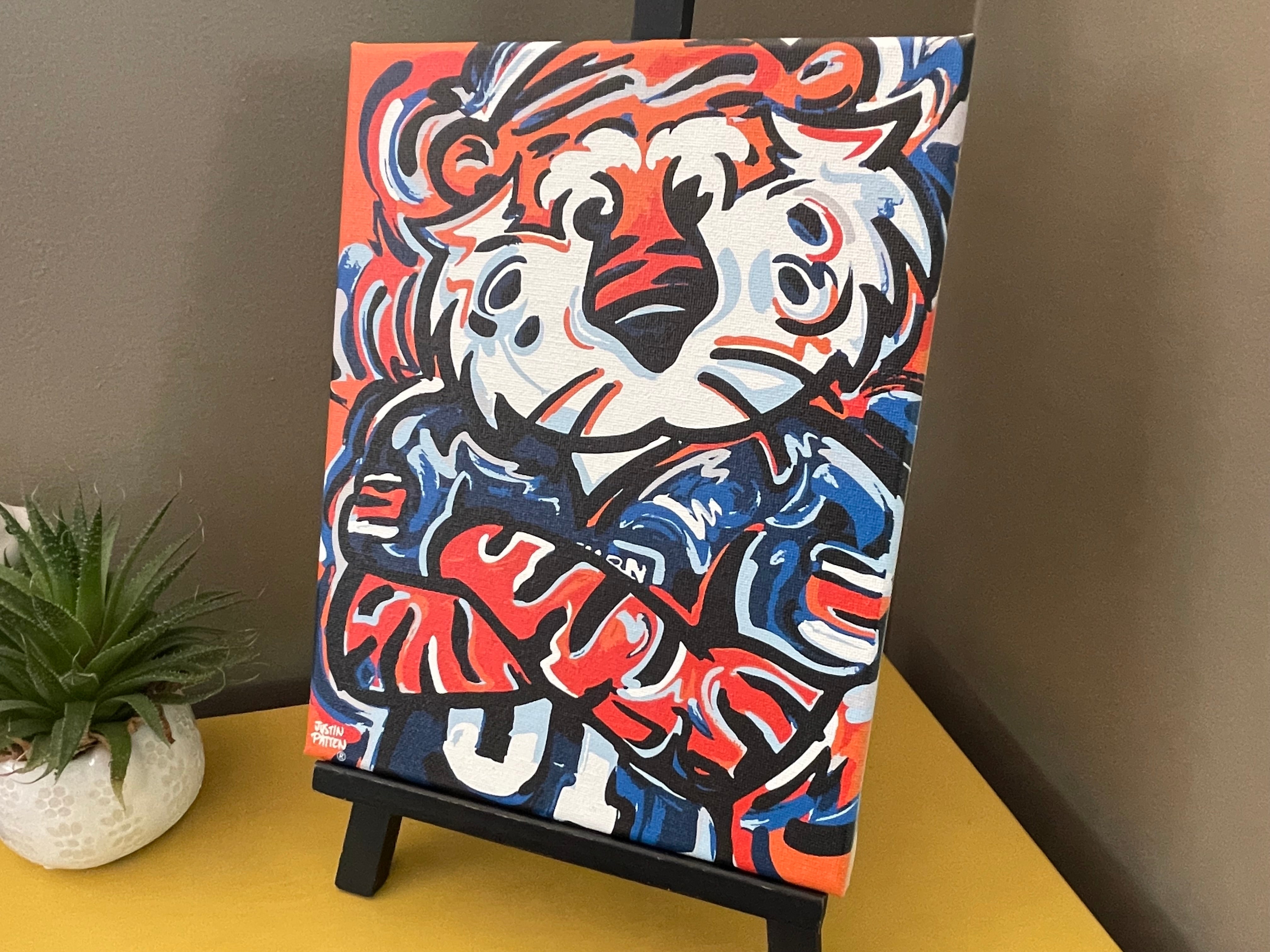 Auburn University 8"x 10" Football Aubie Canvas Print by Justin Patten