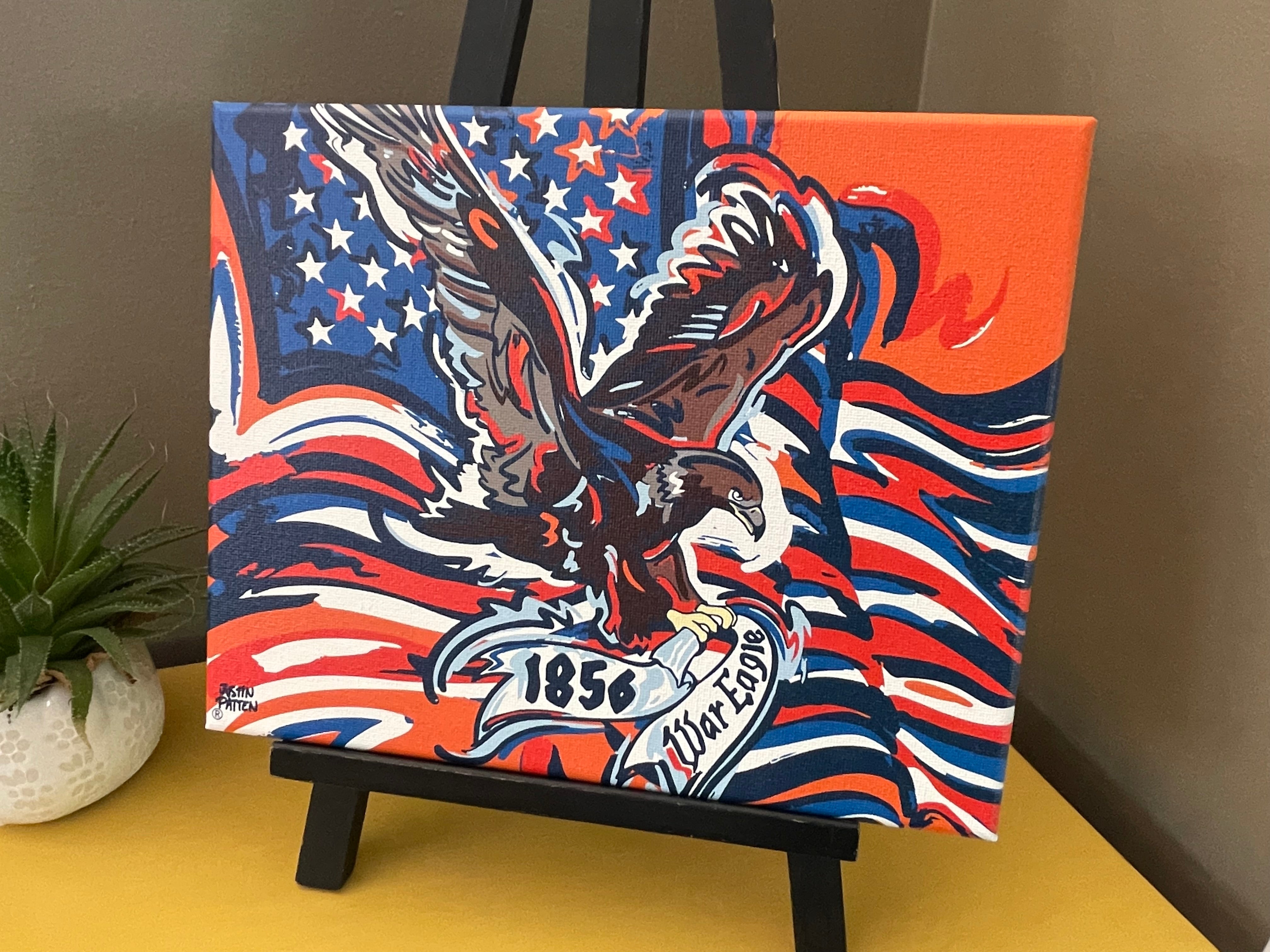 Auburn University 8"x 10" Patriotic Eagle Canvas Print by Justin Patten