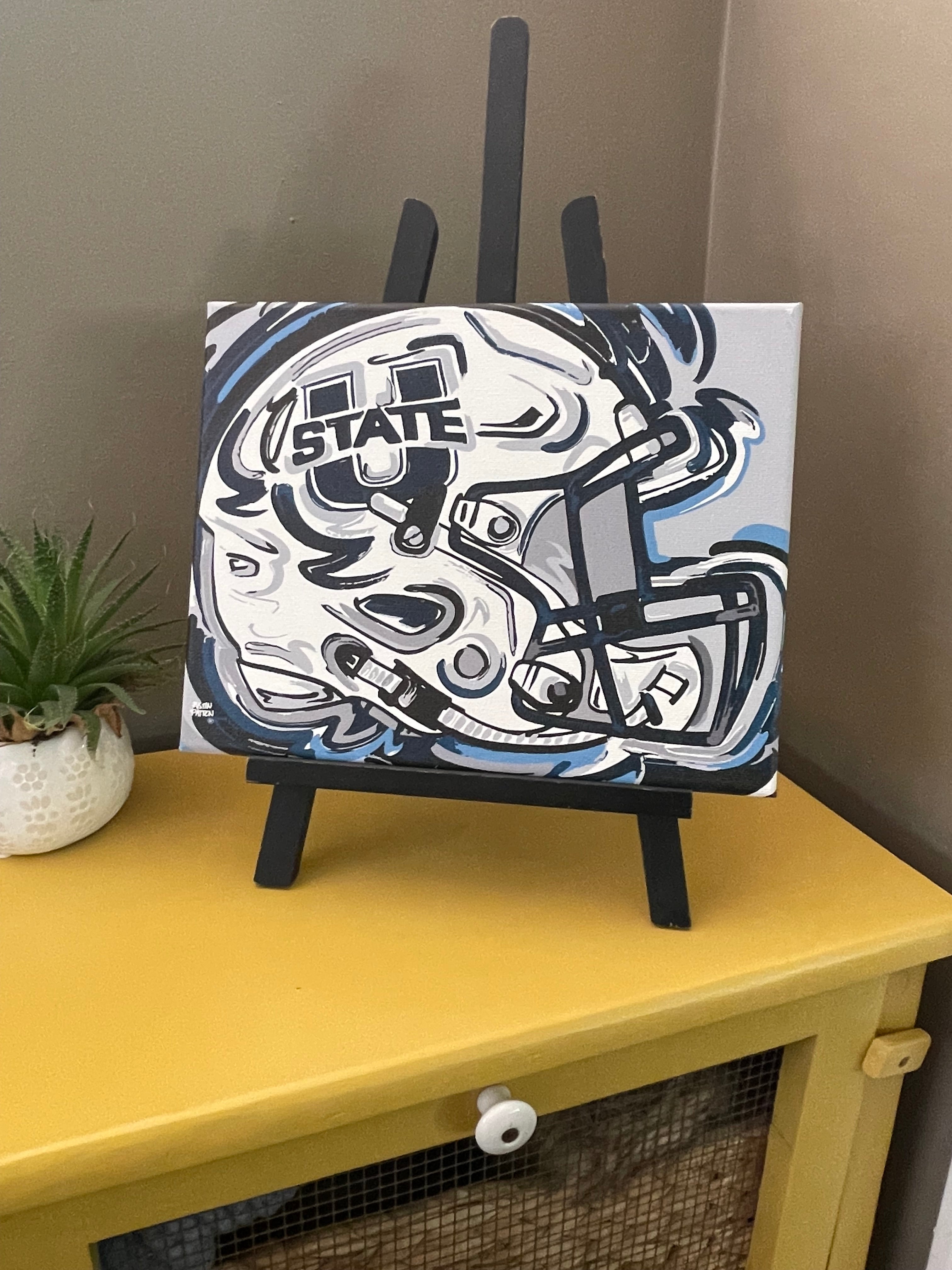 Utah State University 10" x 8" Football Helmet Wrapped Canvas Print by Justin Patten (Aggies, Big Blue, Logan, Show Me, Old Main)
