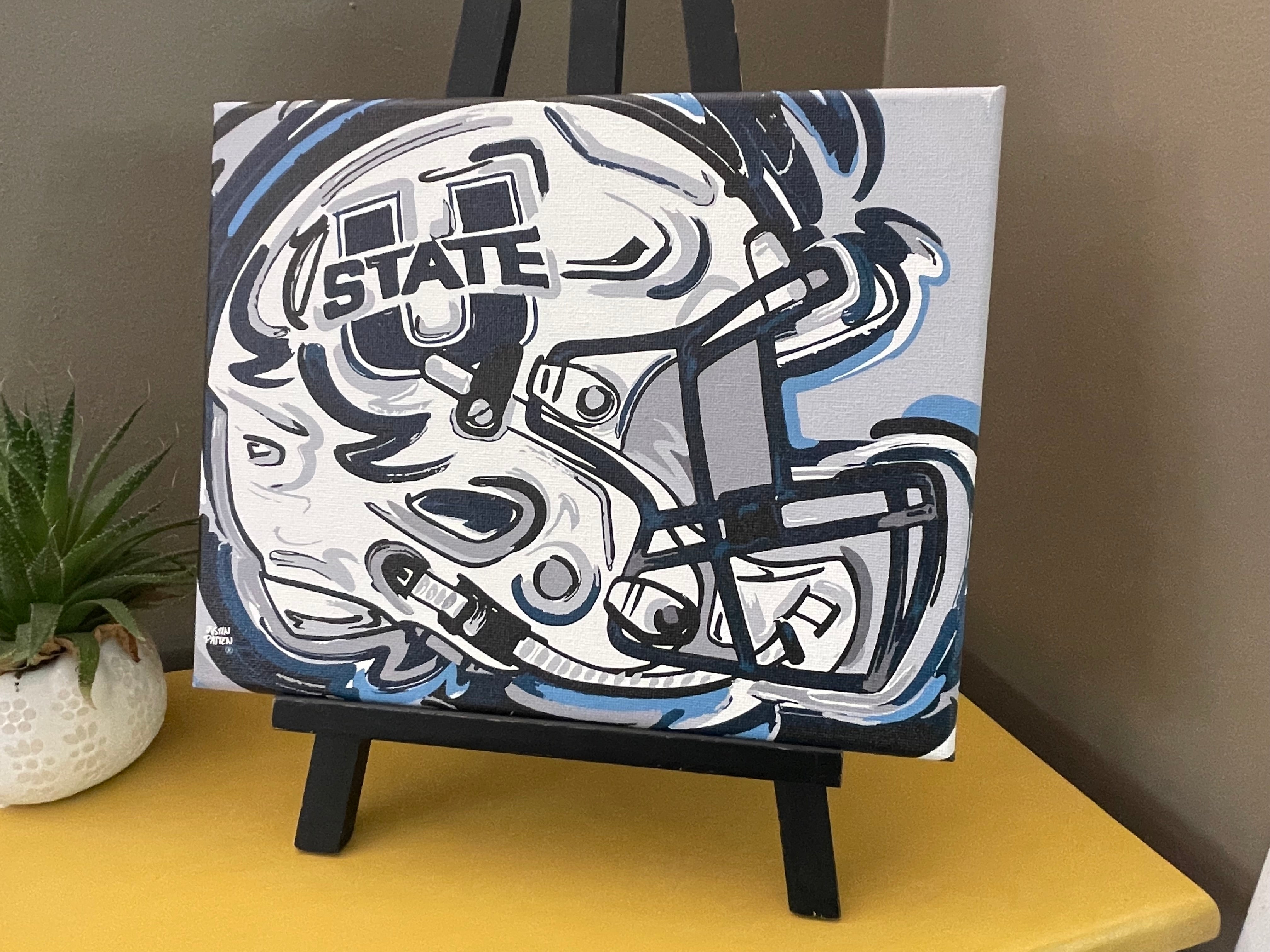Utah State University 10" x 8" Football Helmet Wrapped Canvas Print by Justin Patten (Aggies, Big Blue, Logan, Show Me, Old Main)