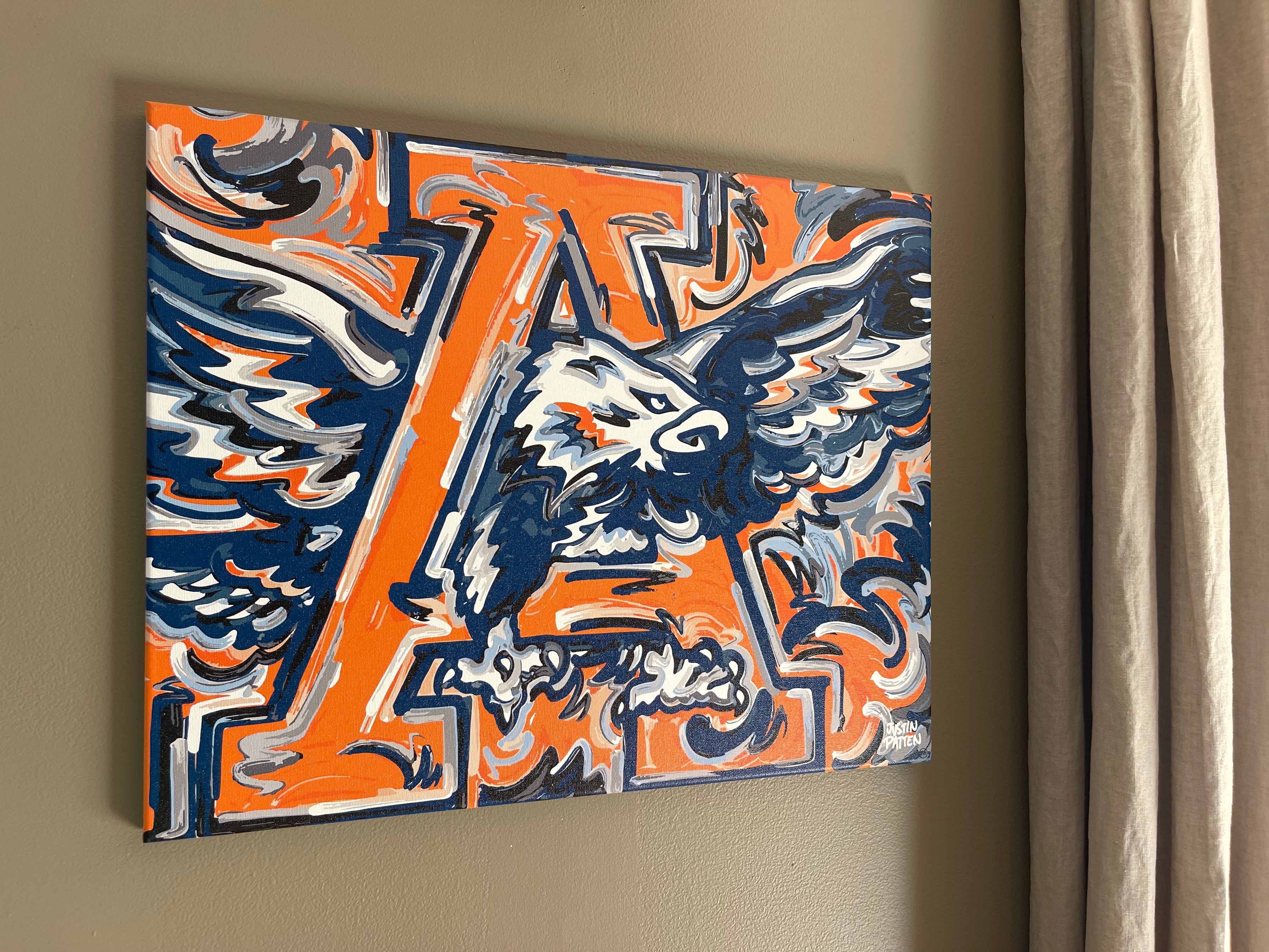 Auburn University 20"x 16" Vintage War Eagle Wrapped Canvas Print by Justin Patten