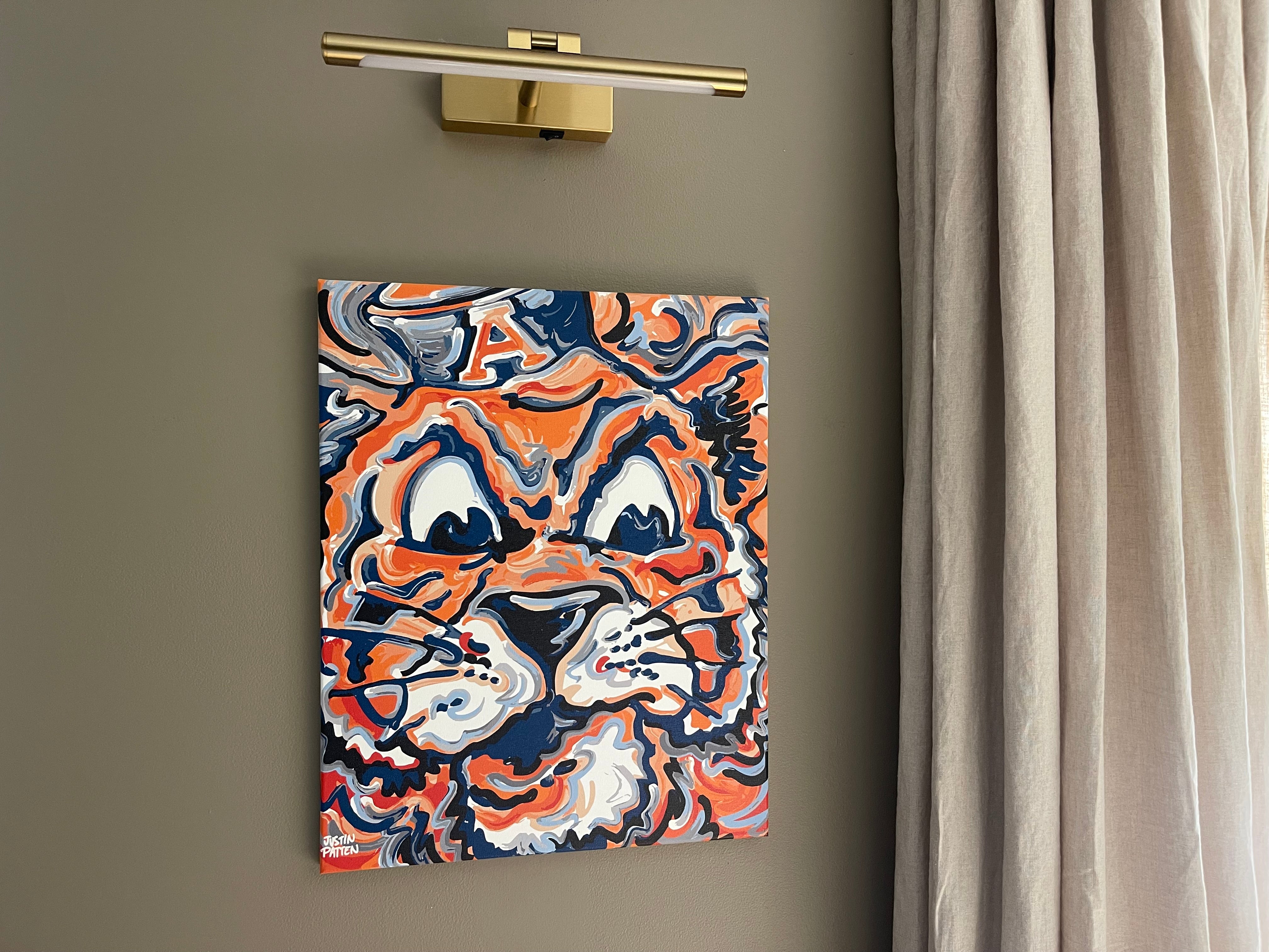 Auburn University 16"x 20" Vintage Beanie Aubie Wrapped Canvas Print by Justin Patten