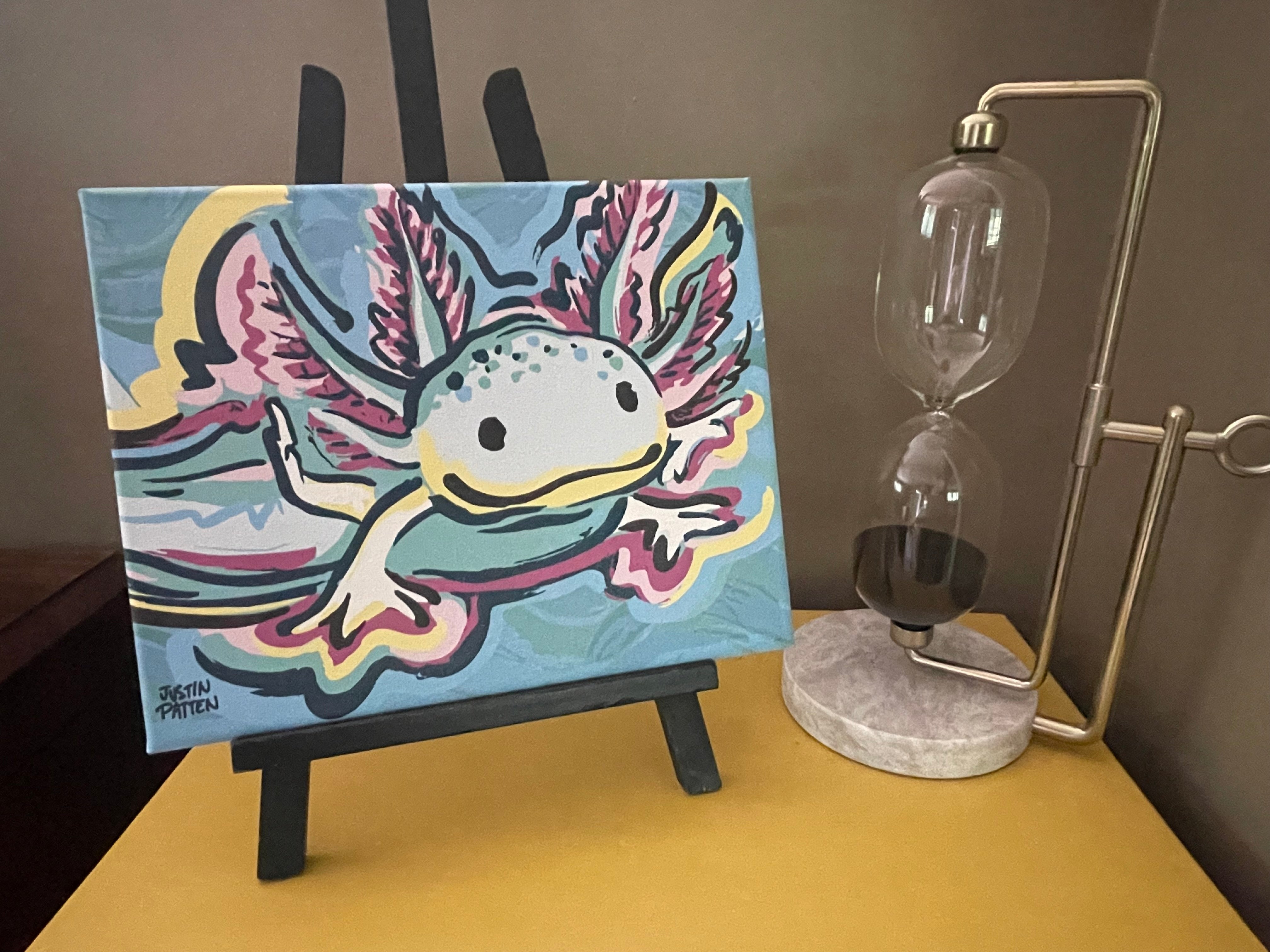 Axolotl 10"x8" Wrapped Canvas Print by Justin Patten