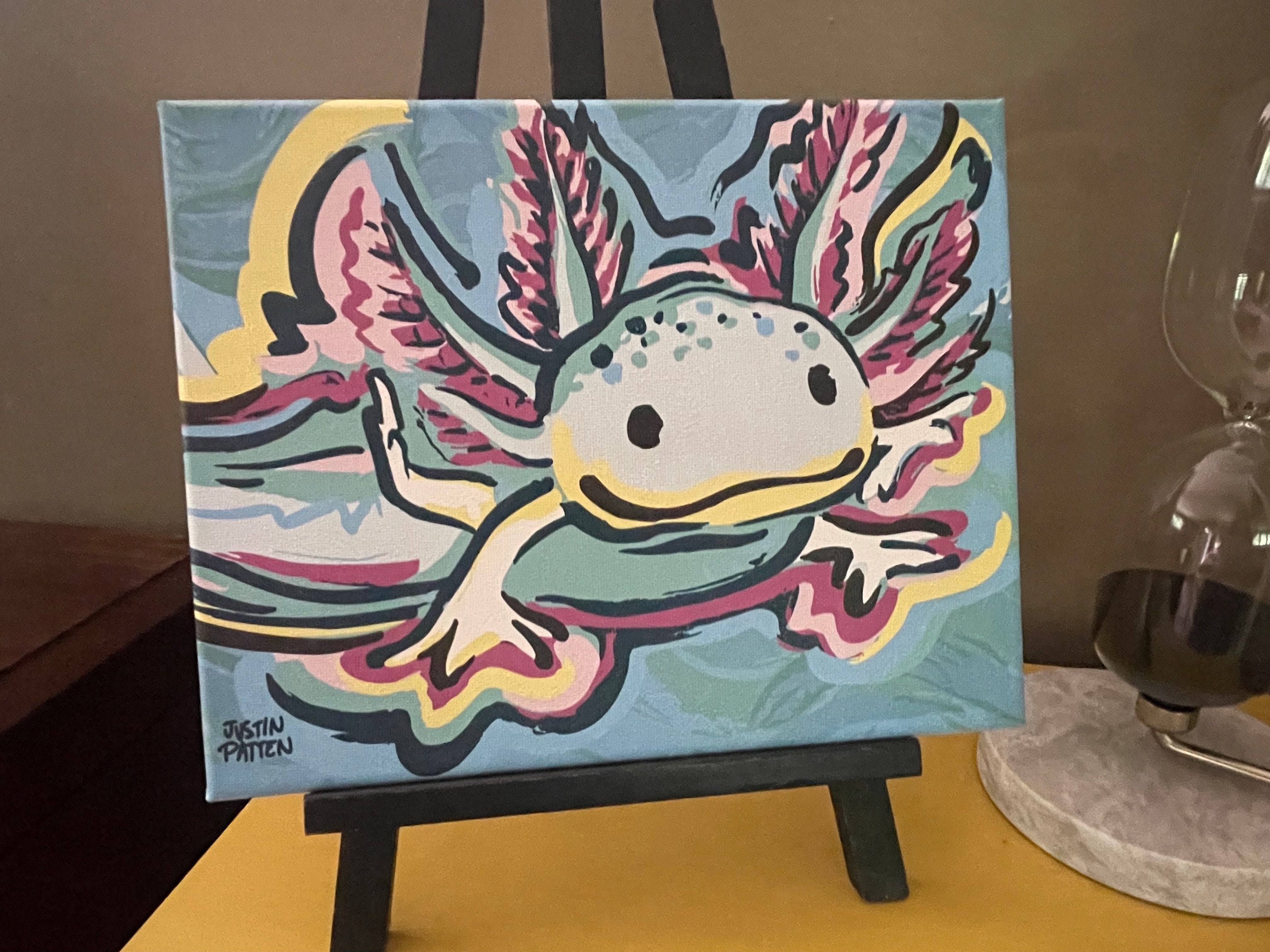 Axolotl 10"x8" Wrapped Canvas Print by Justin Patten