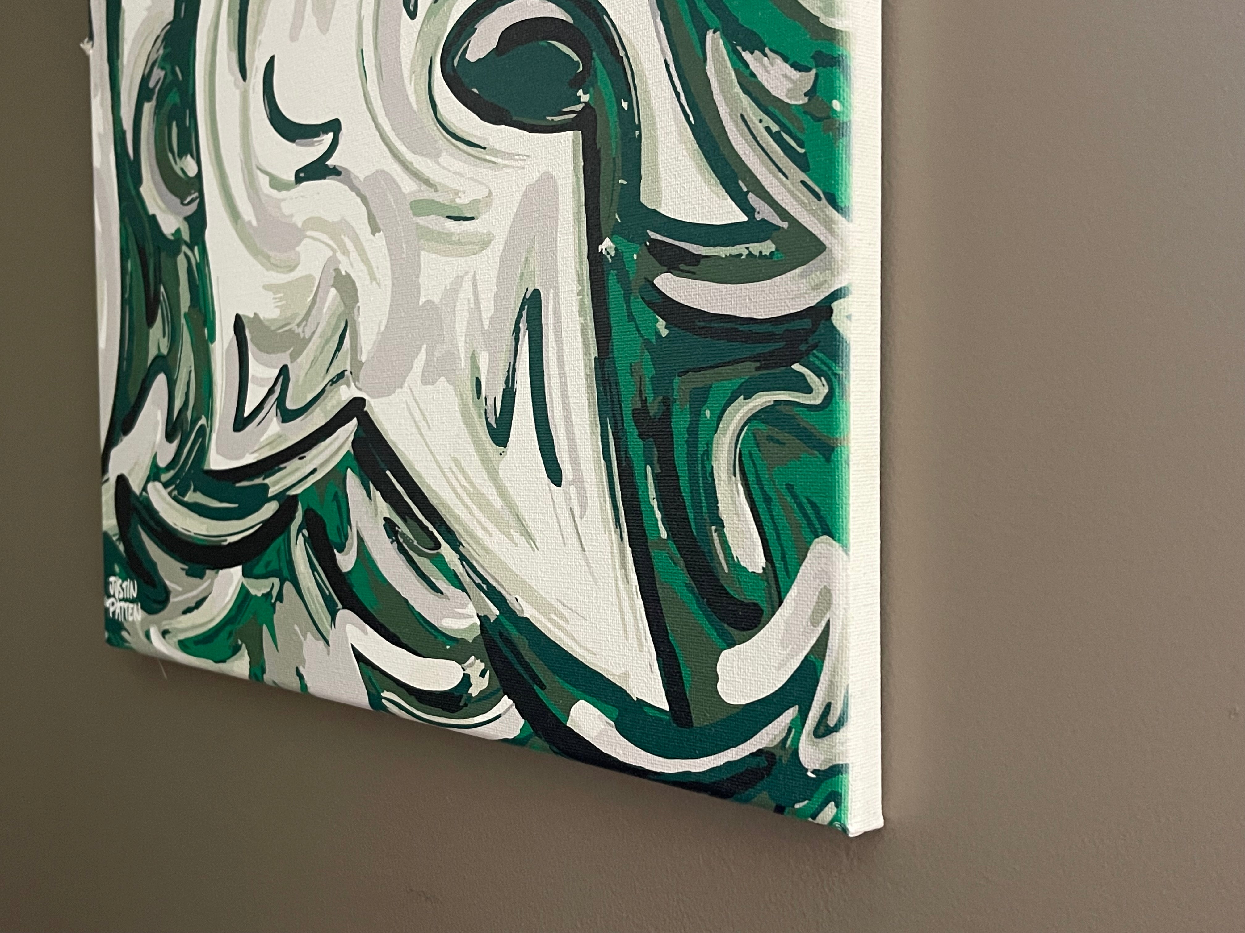 Michigan State University 16" x 20" Spartan Helmet Wrapped Canvas Print by Justin Patten